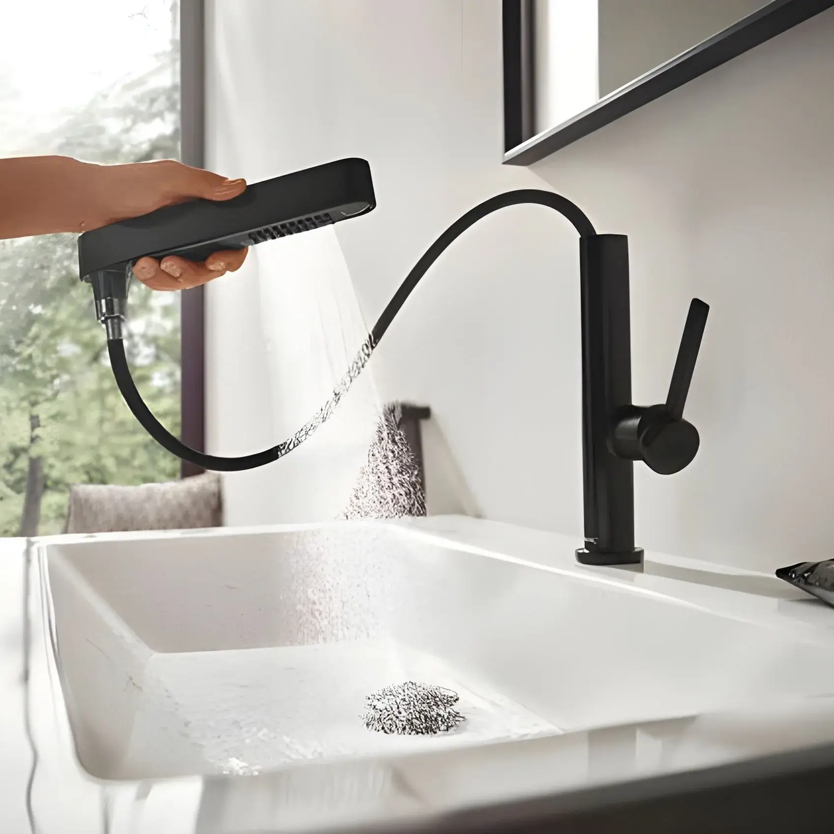 Змішувач для раковини Finoris Hansgrohe 76063670 Matt Black — вид ззаду