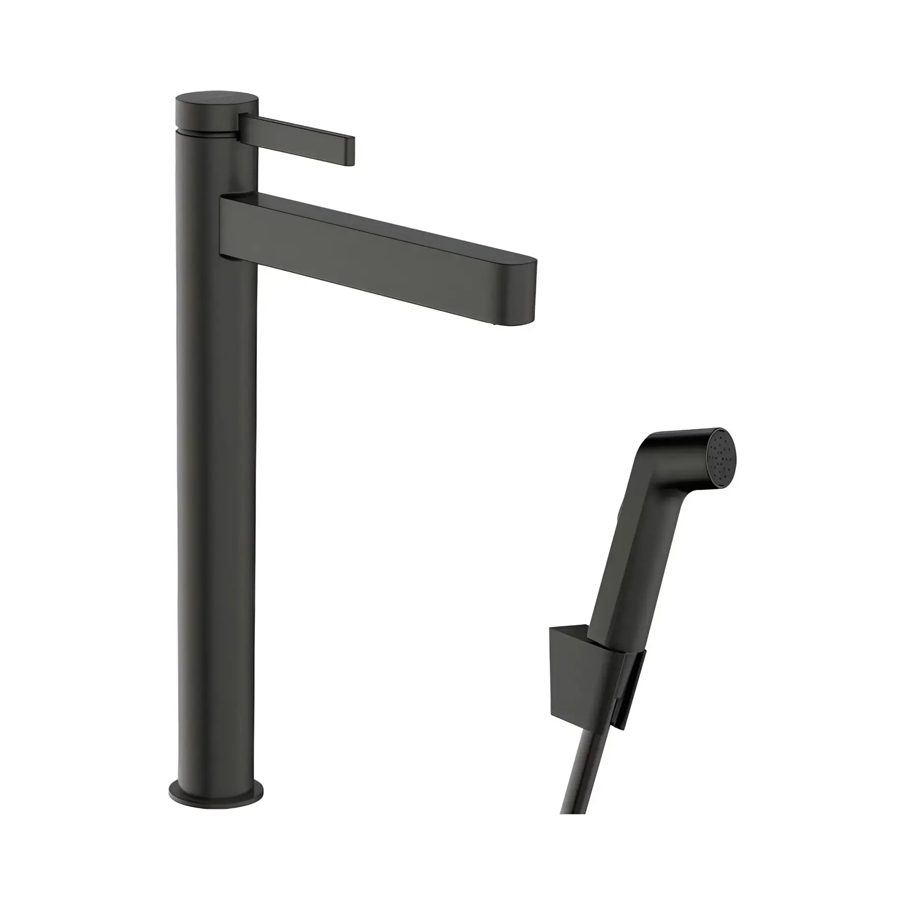 Змішувач для раковини з гігієнічним душем Finoris Hansgrohe 76220340 Brushed Black Chrome — вид на білому тлі