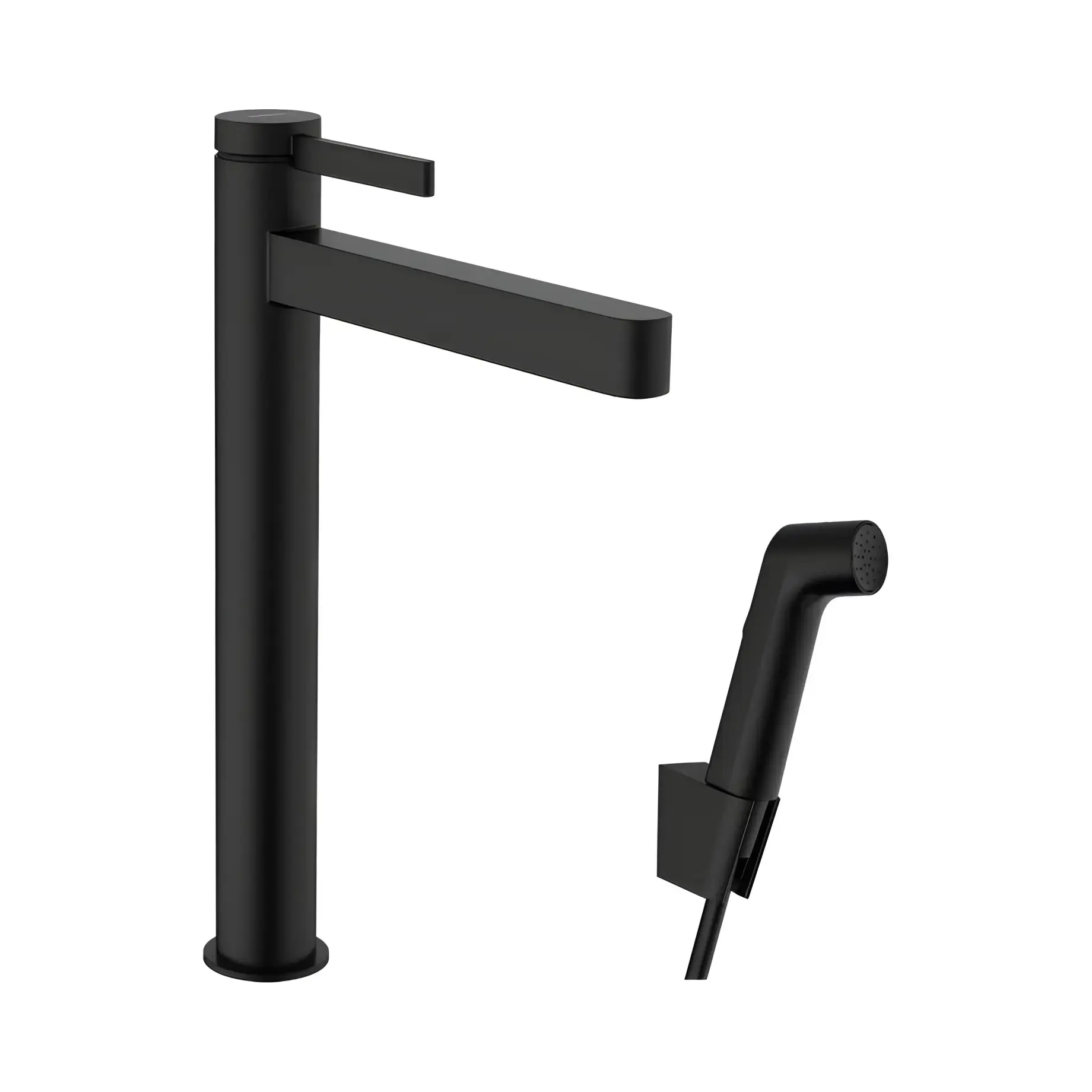 Змішувач для раковини з гігієнічним душем Finoris Hansgrohe 76220670 Matt Black — вид на білому тлі
