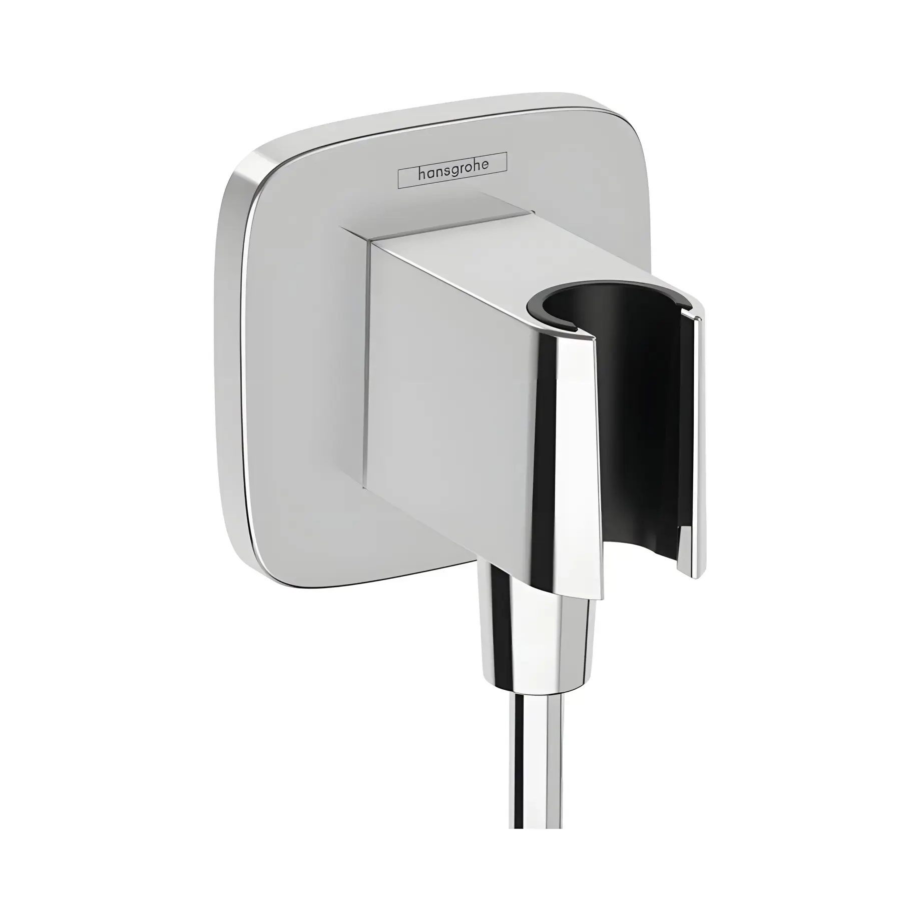 Шлангове під'єднання з тримачем FixFit Porter S Hansgrohe 26887000 Chrome — вид на білому тлі
