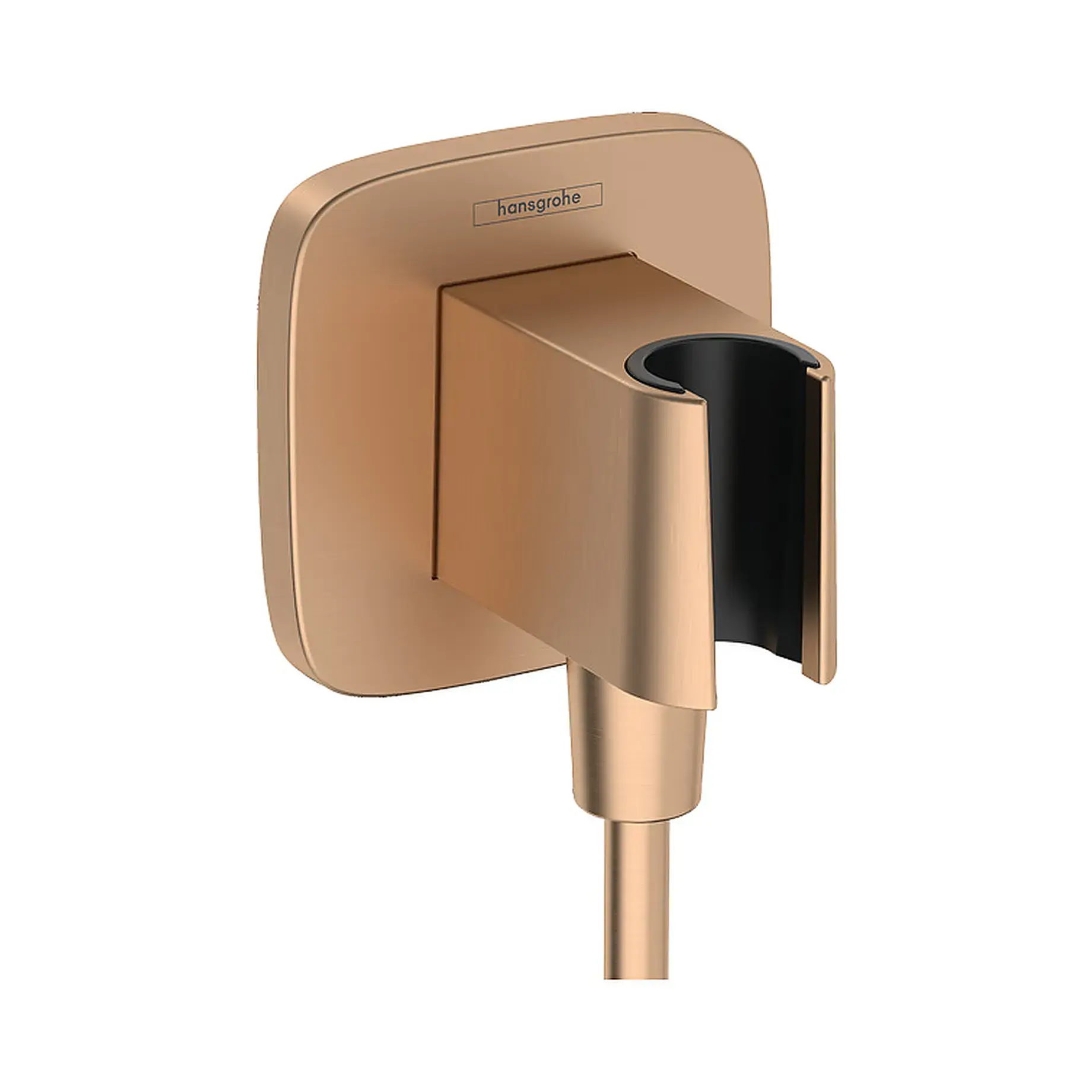 Шлангове під'єднання з тримачем FixFit Porter S Hansgrohe 26887140 Brushed Bronze — вид на білому тлі