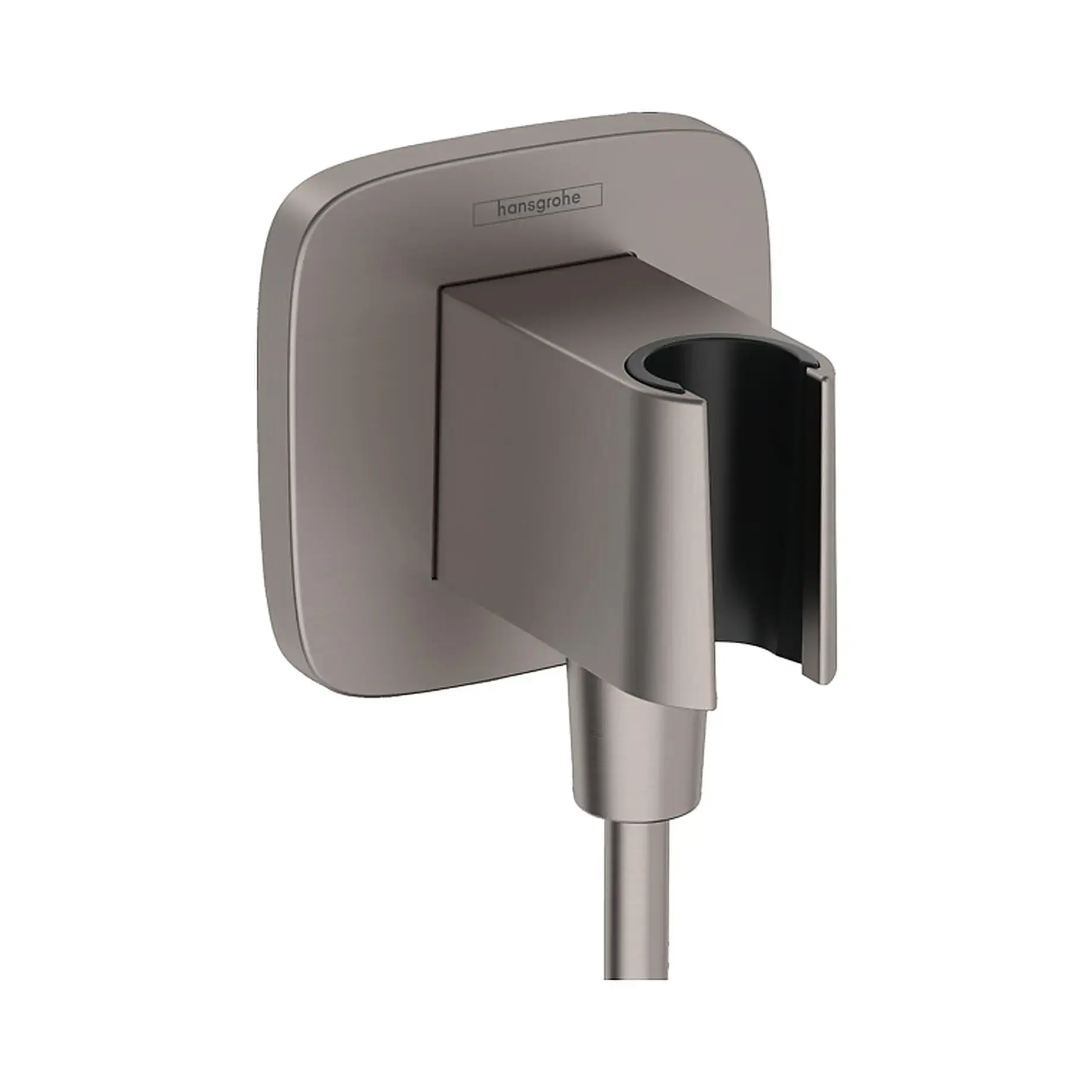 Шлангове під'єднання з тримачем FixFit Porter S Hansgrohe 26887340 Brushed Black Chrome — вид на білому тлі