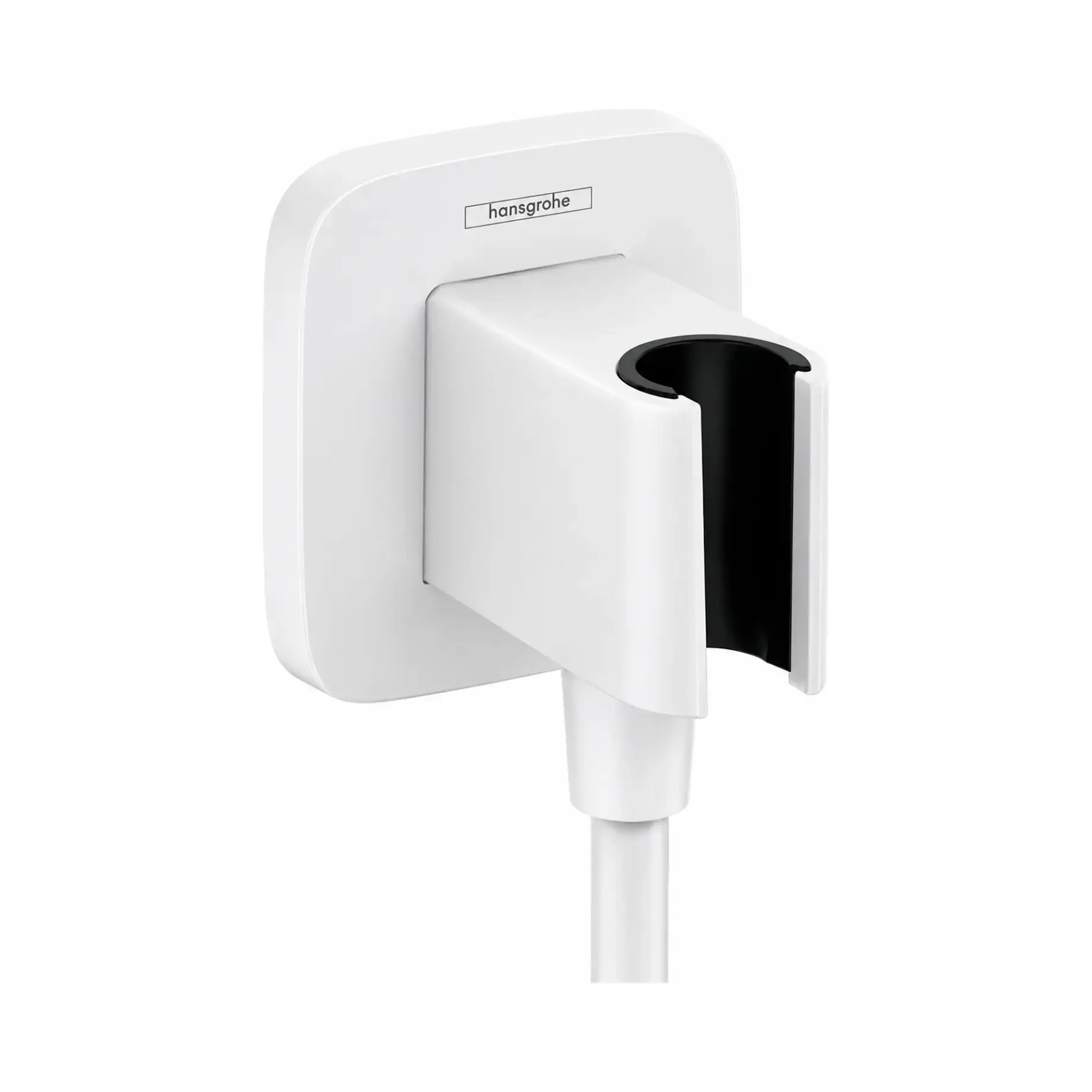 Шлангове під'єднання з тримачем FixFit Porter S Hansgrohe 26887700 Matt White — вид на білому тлі