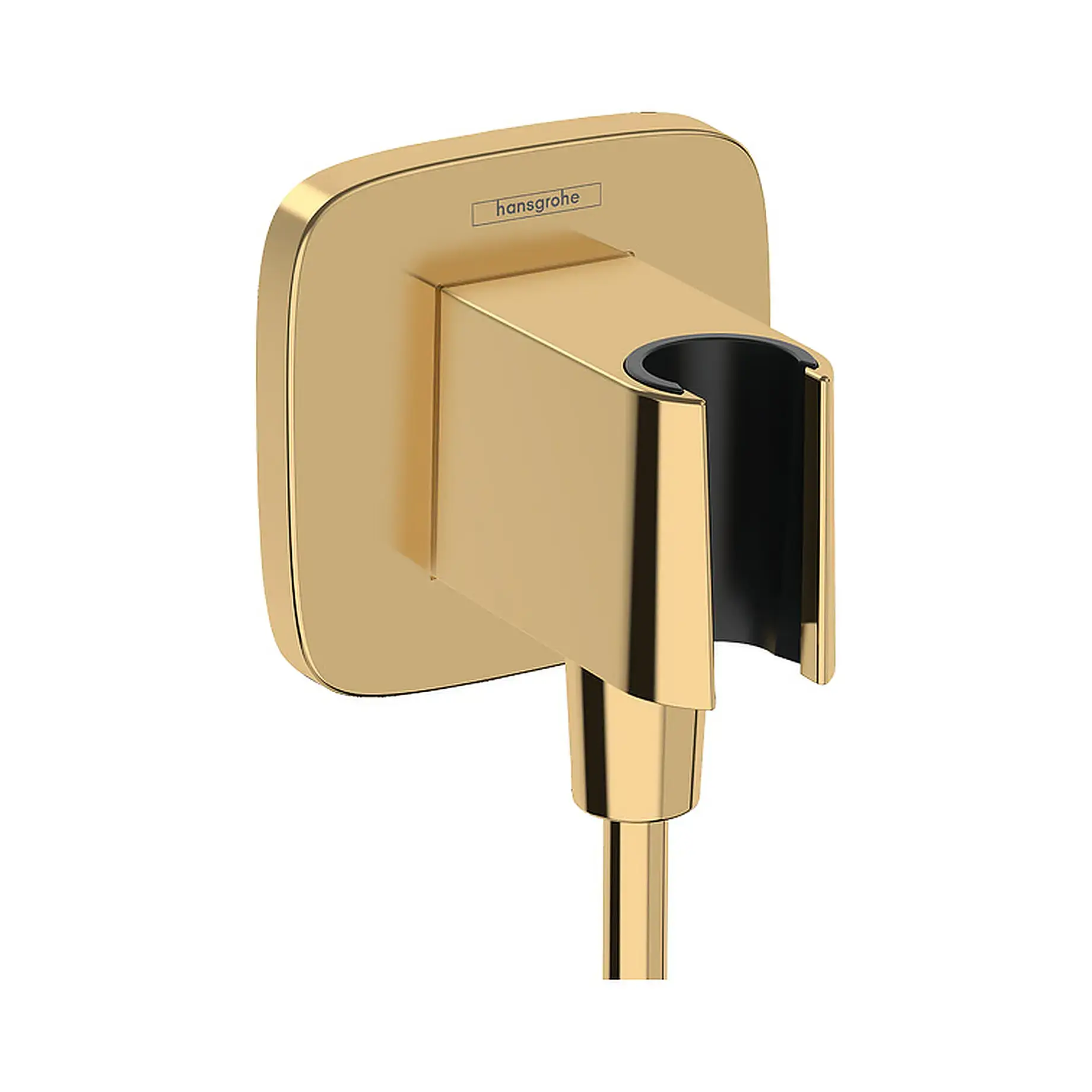 Шлангове під'єднання з тримачем FixFit Porter S Hansgrohe 26887990 Polished Gold Optic — вид на білому тлі