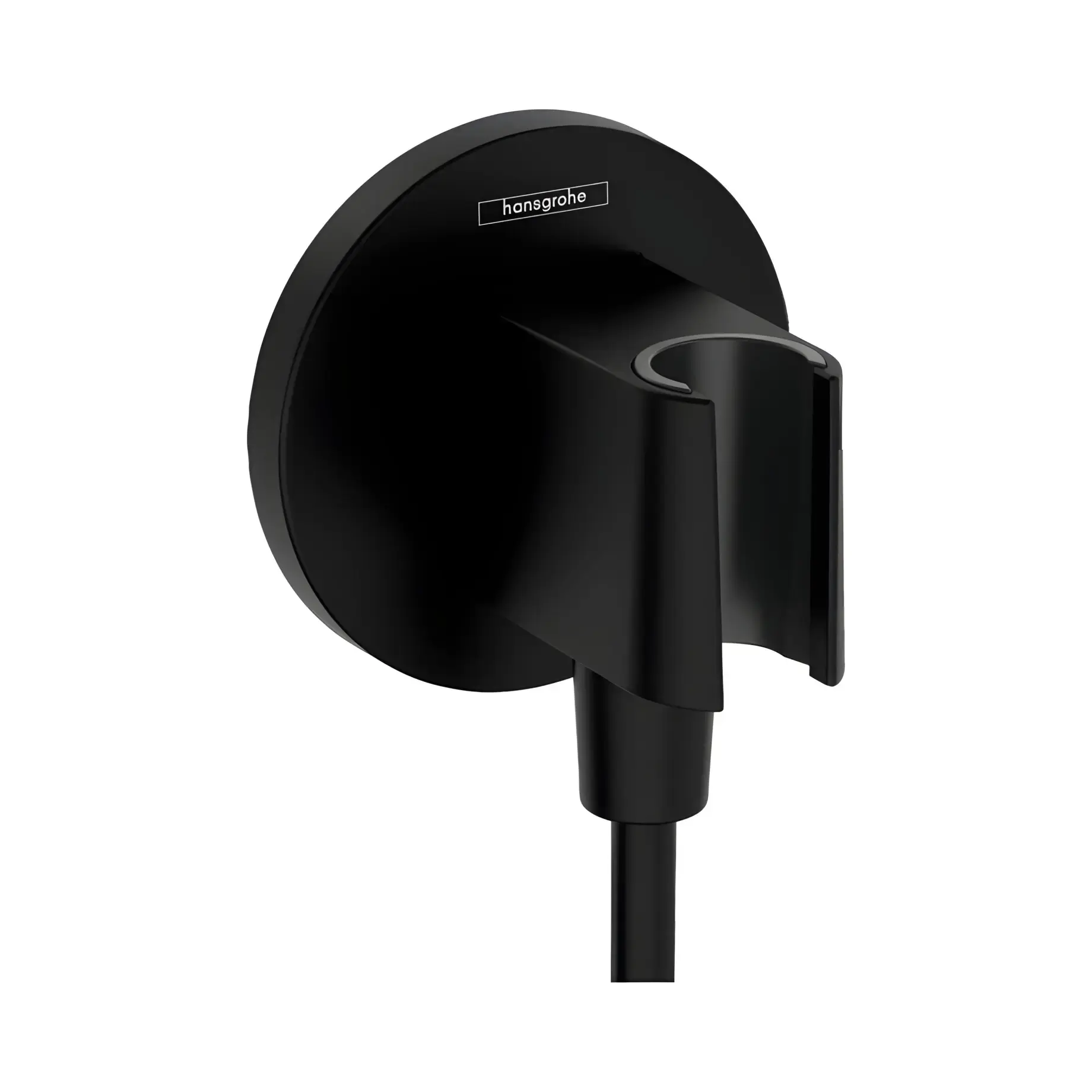 Шлангове під'єднання з тримачем FixFit Porter S Hansgrohe 26888670 Matt Black — вид на білому тлі