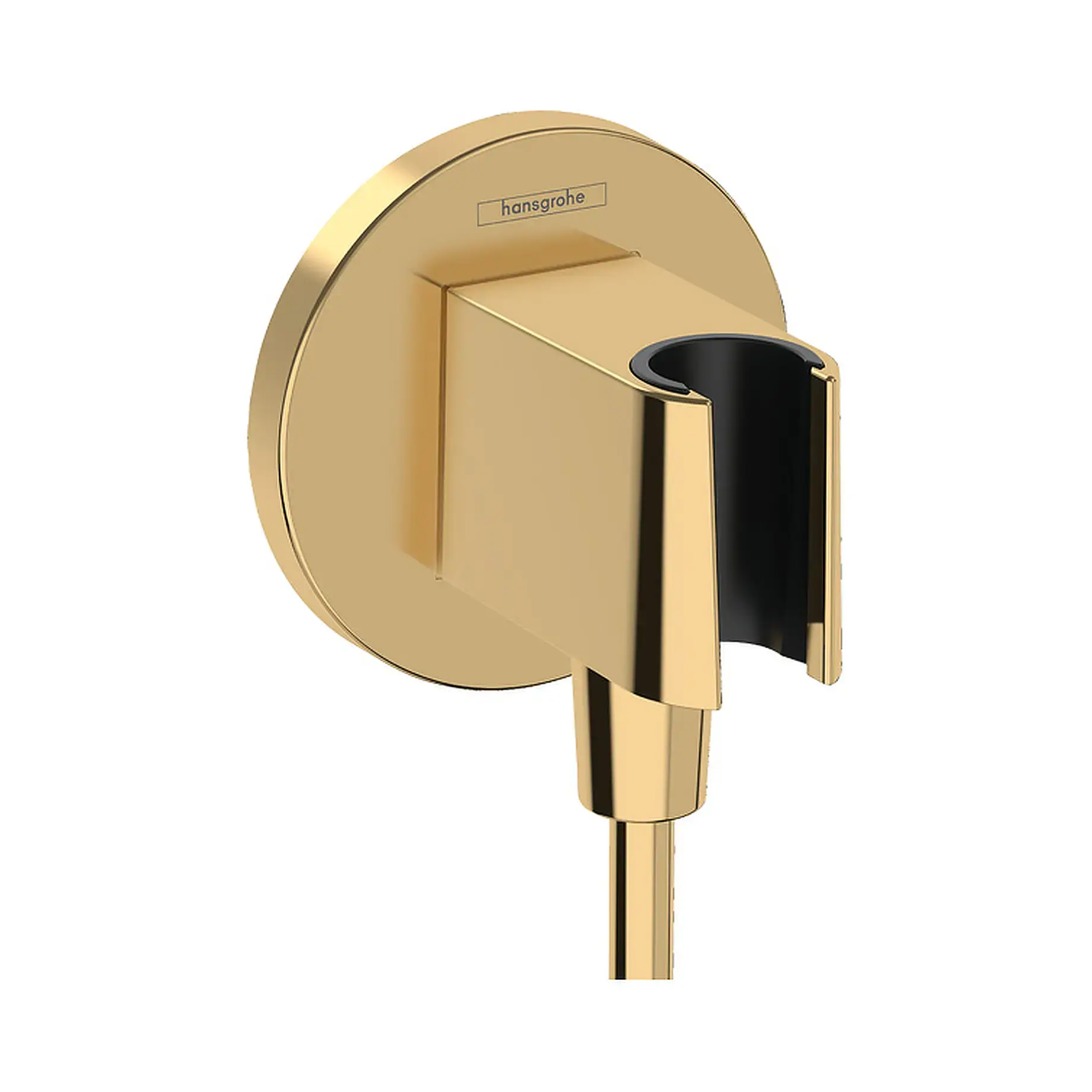 Шлангове під'єднання з тримачем FixFit Porter S Hansgrohe 26888990 Polished Gold Optic — вид на білому тлі
