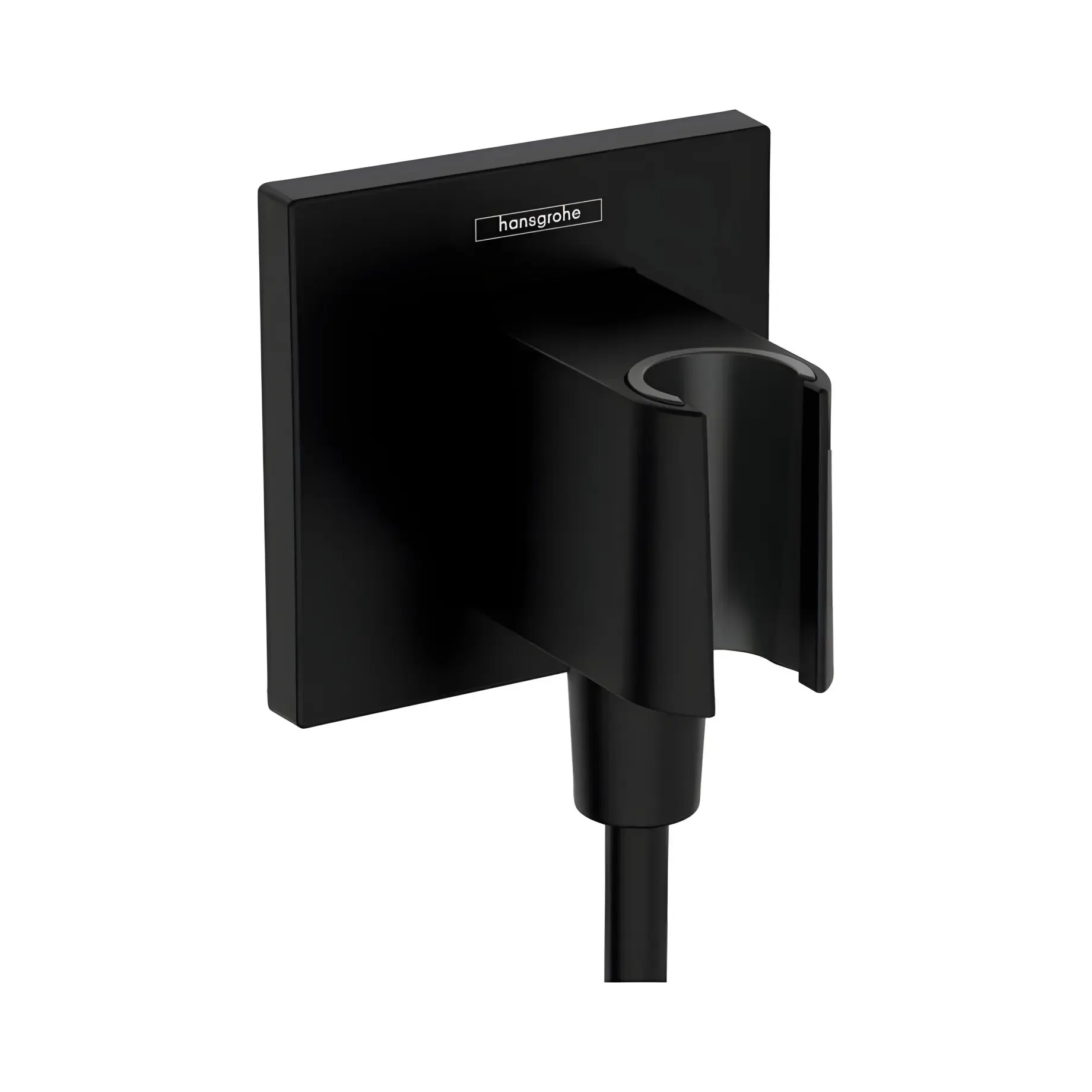 Шлангове під'єднання з тримачем FixFit Porter E Hansgrohe 26889670 Matt Black — вид на білому тлі