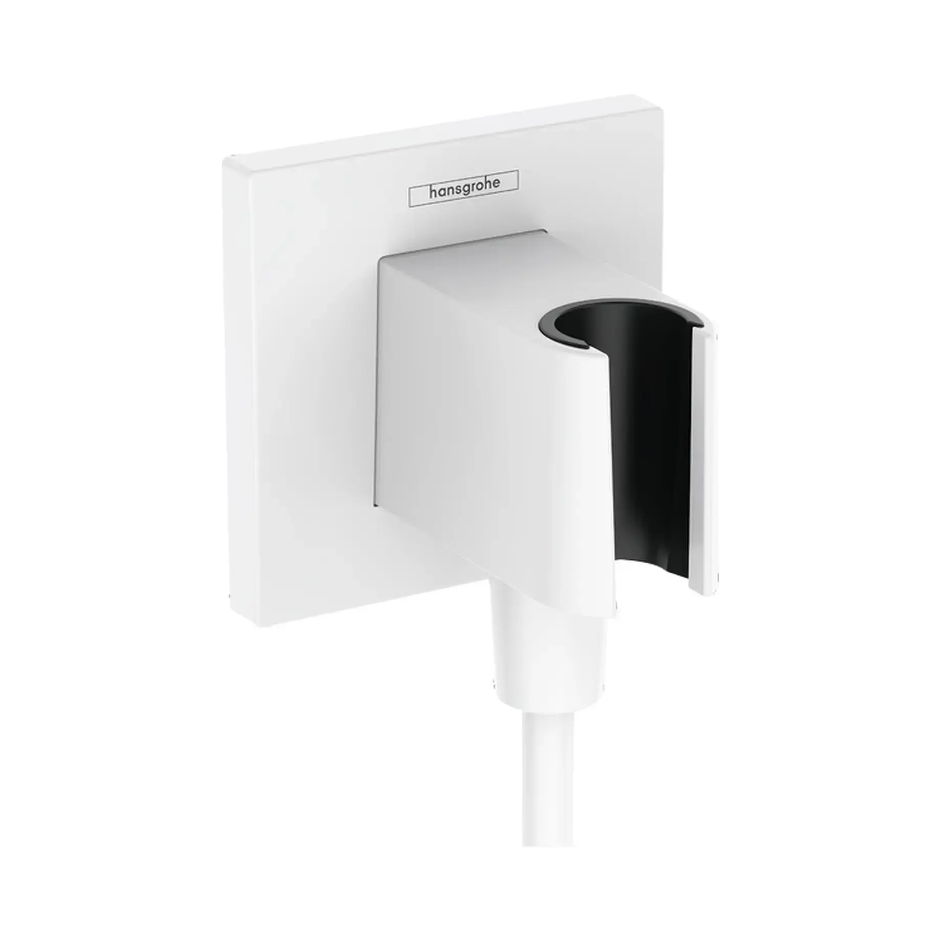 Шлангове під'єднання з тримачем FixFit Porter E Hansgrohe 26889700 Matt White — вид на білому тлі