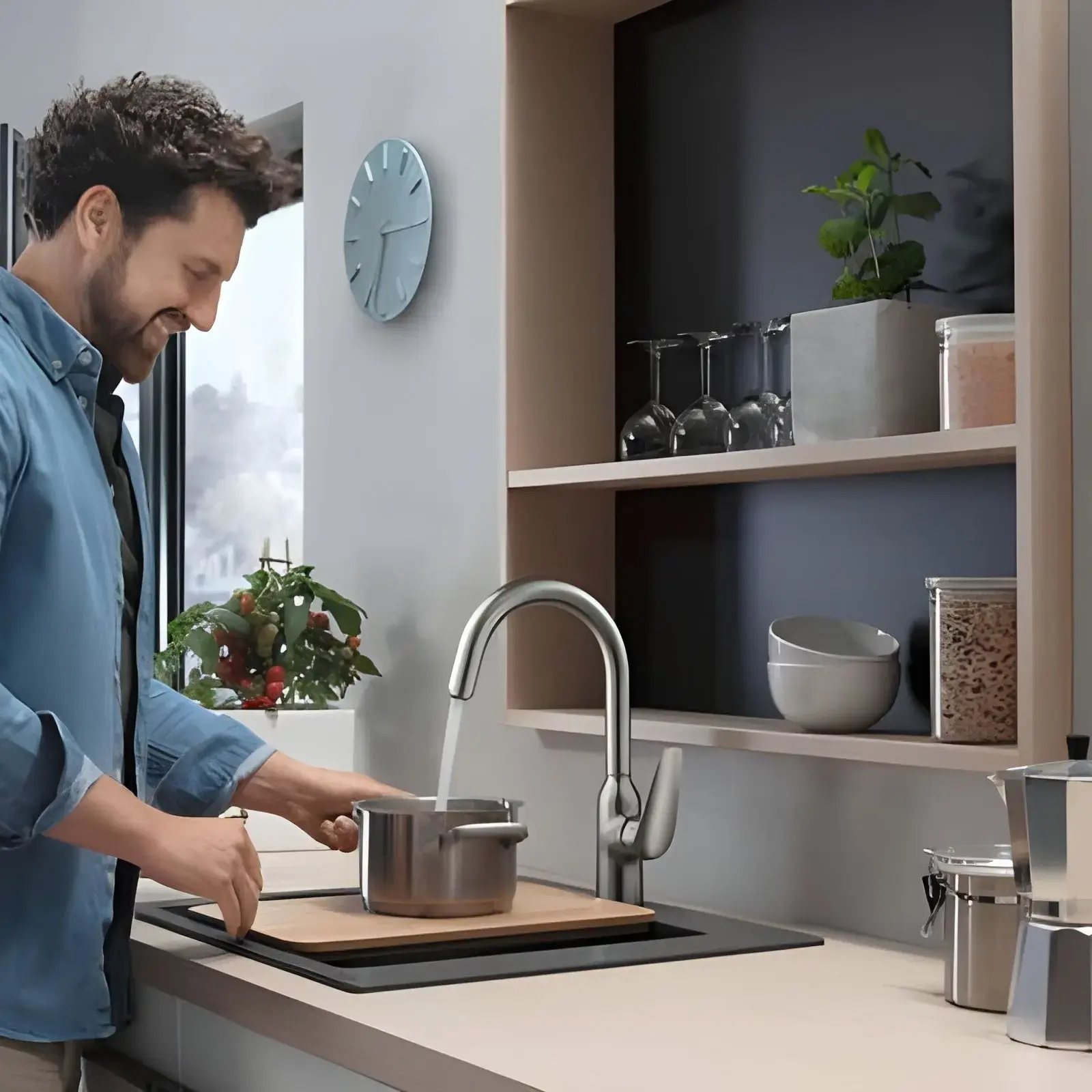 Смеситель для кухни Focus M42 Hansgrohe 71802800 — боковой ракурс