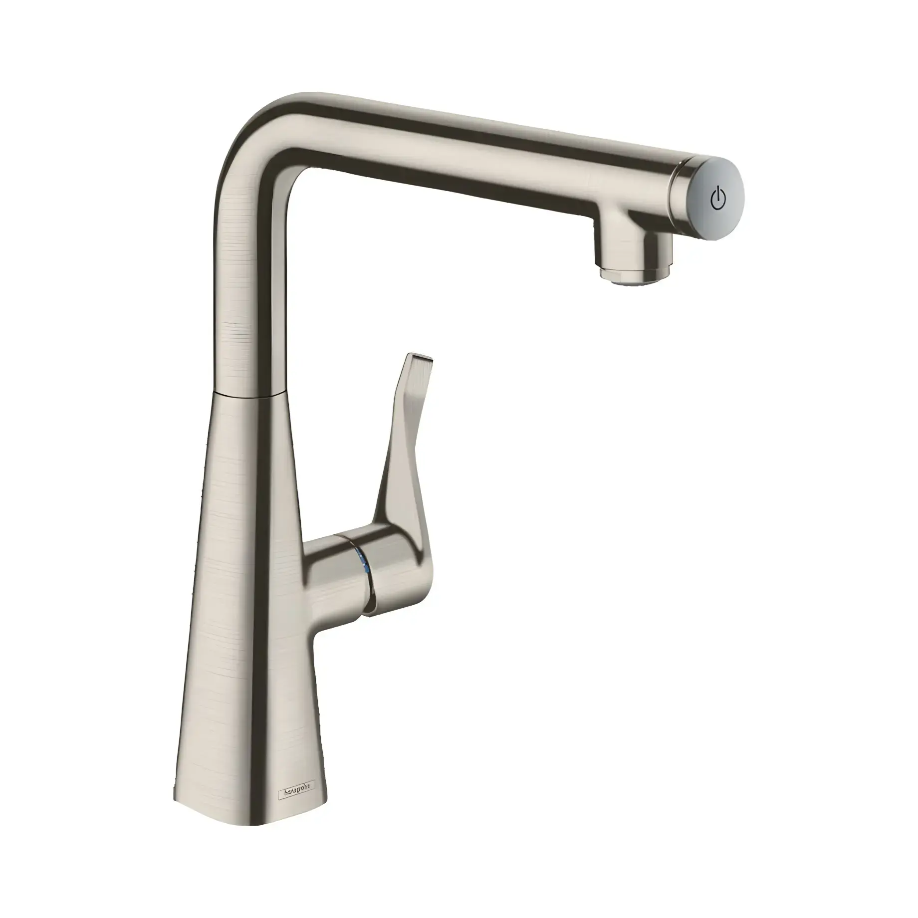 Змішувач для кухні Metris Select M71 Hansgrohe 14847800 Stainless Steel Finish — вид на білому тлі