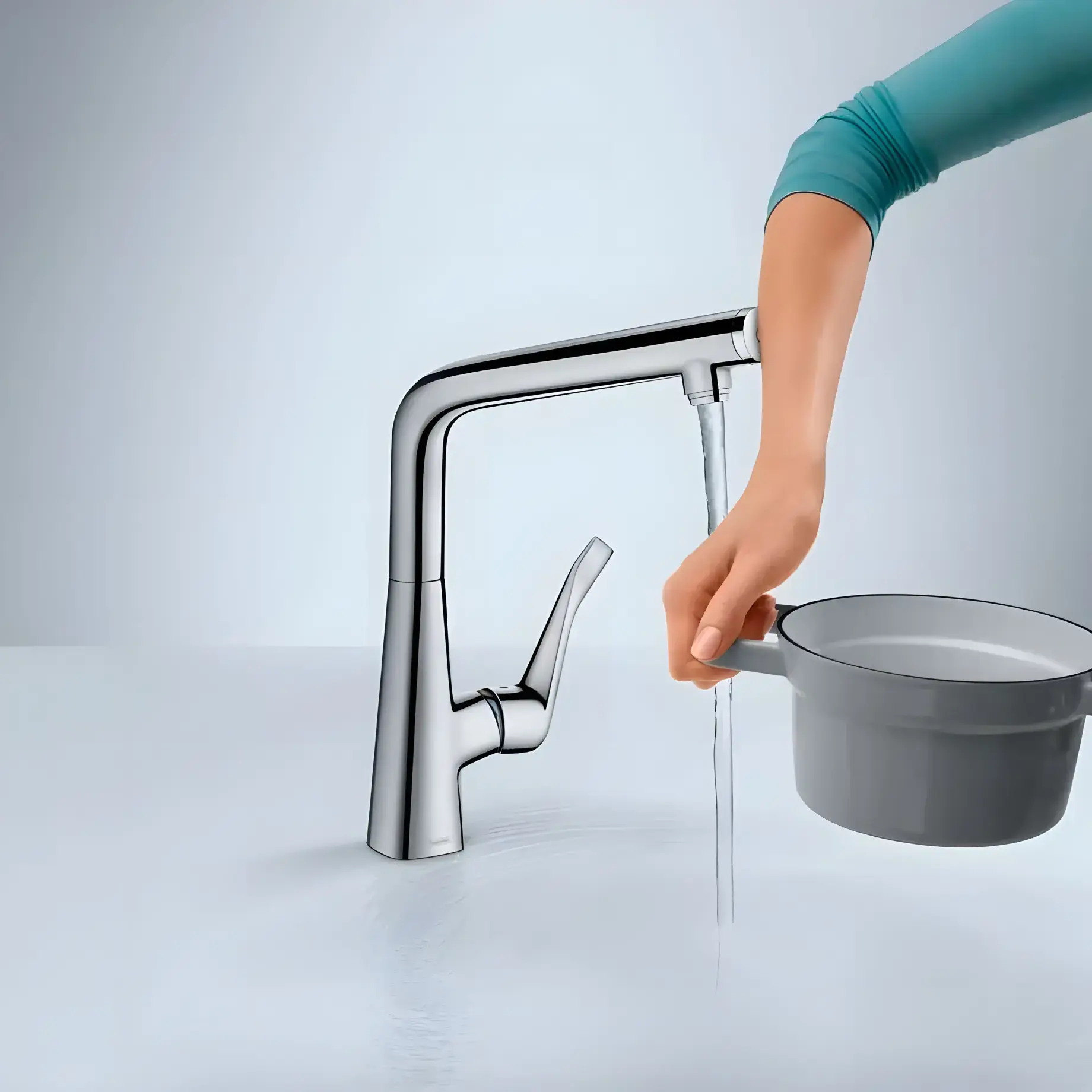 Змішувач для кухні Metris Select M71 Hansgrohe 14883000 Chrome — бічний ракурс