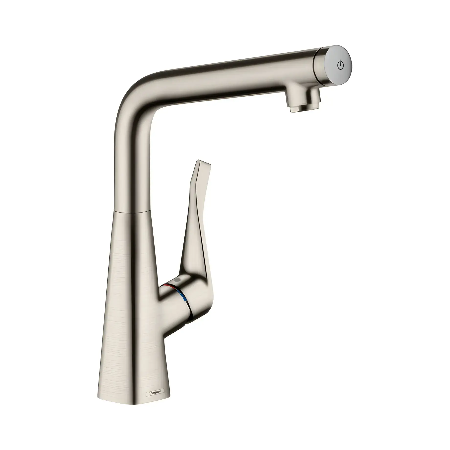 Змішувач для кухні Metris Select M71 Hansgrohe 14883800 Stainless Steel Finish — вид на білому тлі