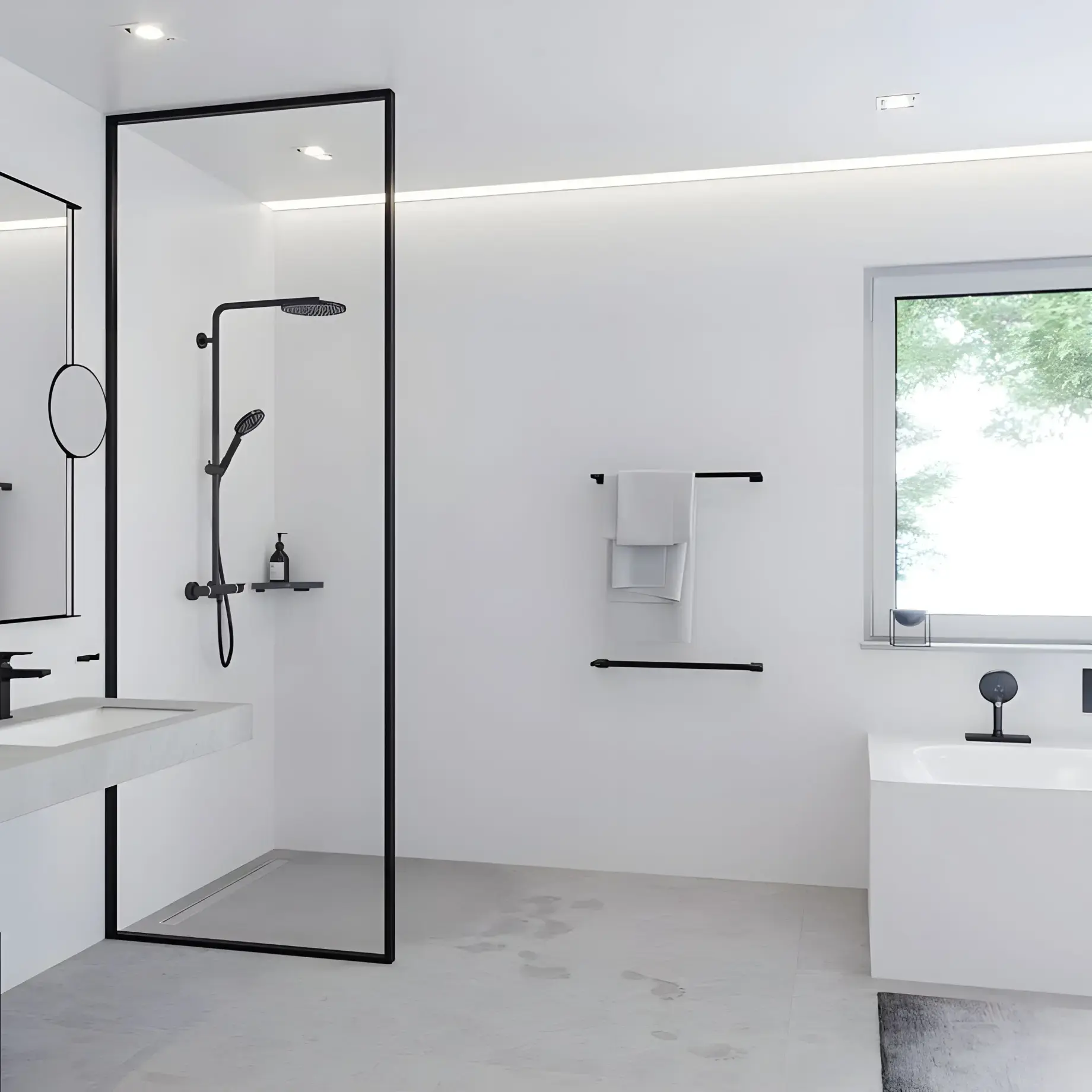 Змішувач для раковини Metropol Hansgrohe 32507670 Matt Black — в інтерʼєрі ванної кімнати