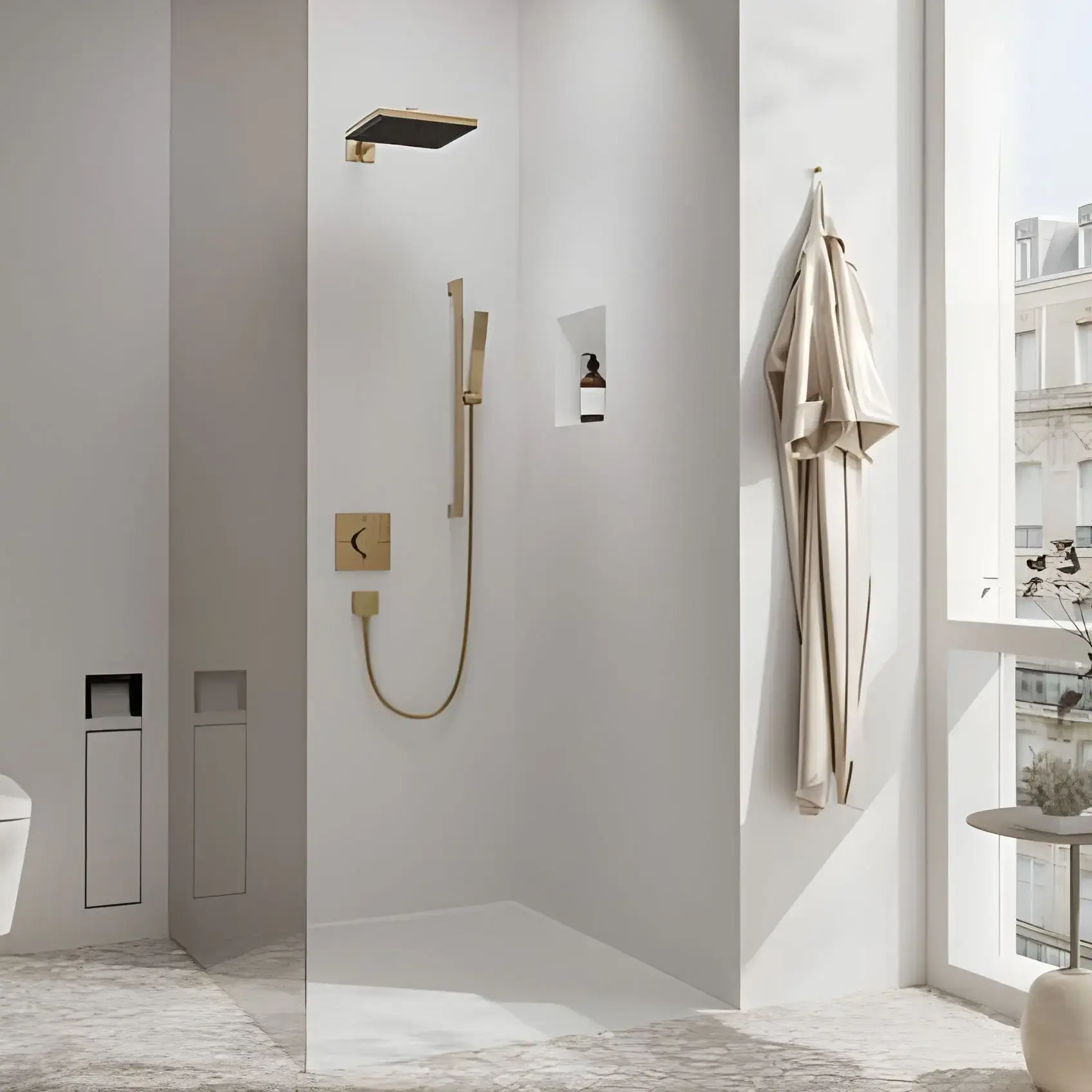 Верхній душ 1jet Pulsify E Hansgrohe 24330140 Brushed Bronze — ракурс 3/4