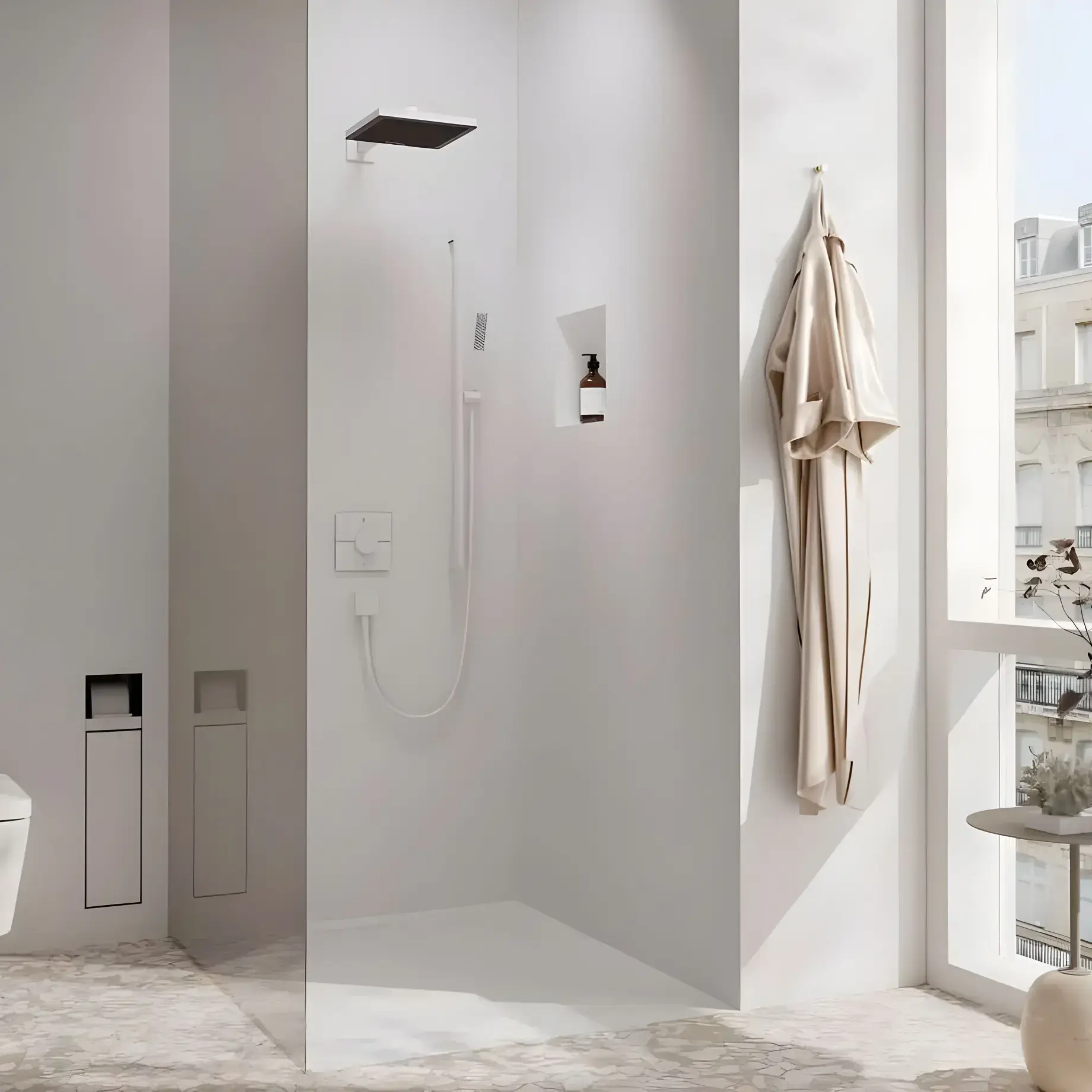 Верхній душ 1jet Pulsify E Hansgrohe 24333700 White Matt — вид згори
