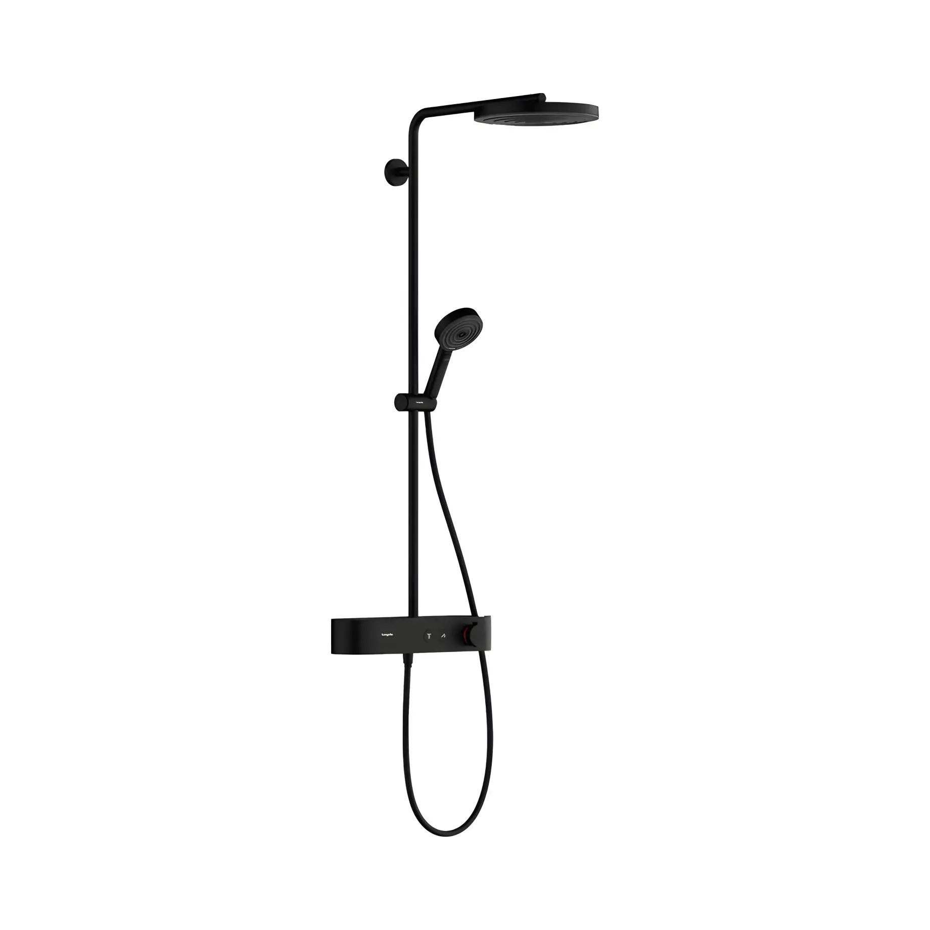 Душова система з термостатом Pulsify S Hansgrohe 24220670 Matt Black — вид на білому тлі