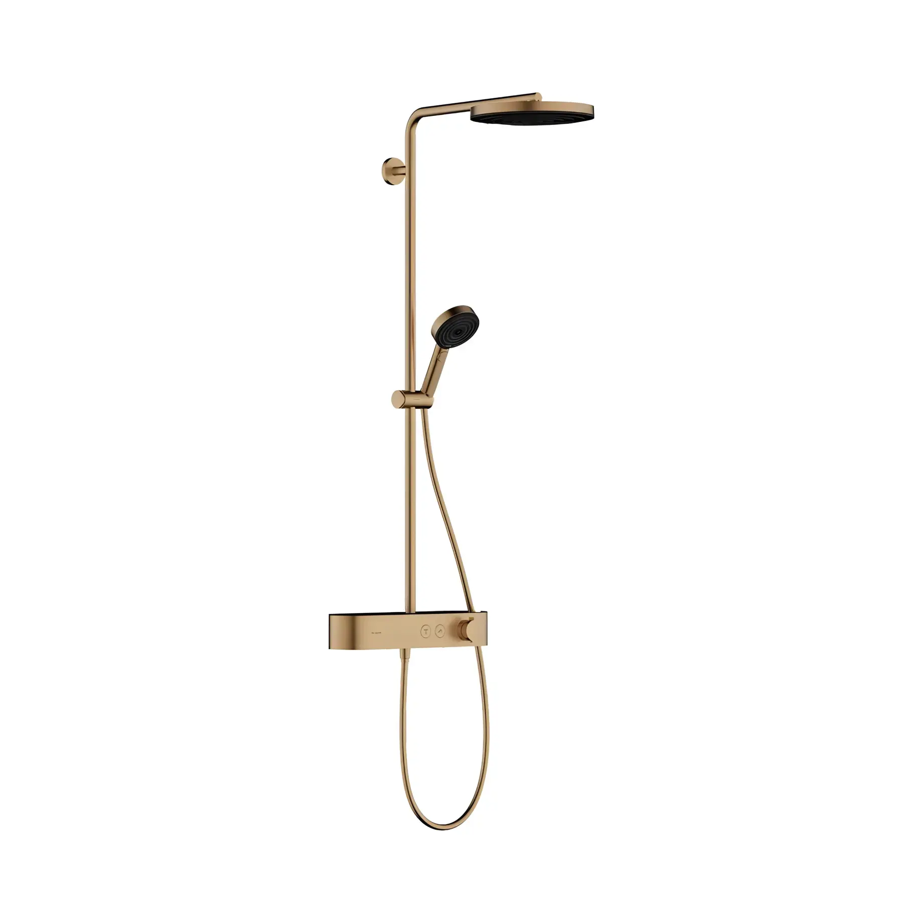 Душова система з термостатом Pulsify S Hansgrohe 24221140 Brushed Bronze — вид на білому тлі