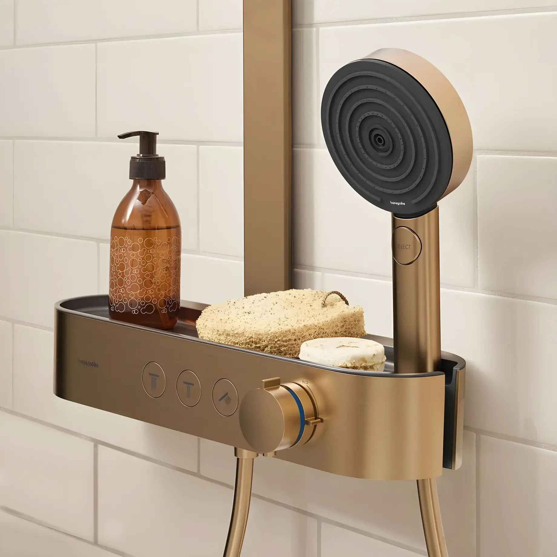 Душова система з термостатом Pulsify S Hansgrohe 24240140 Brushed Bronze — вид згори