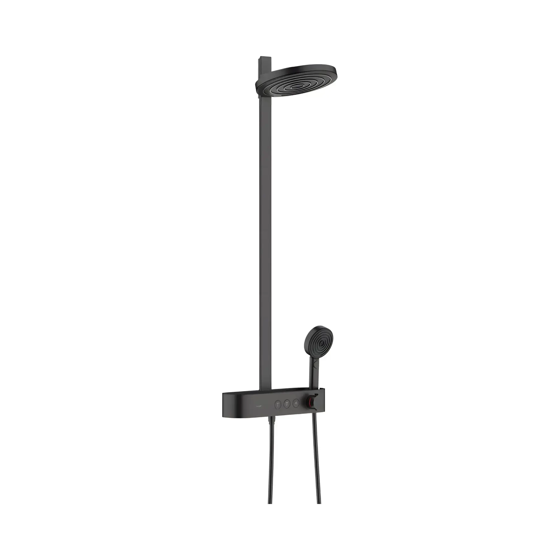Душова система з термостатом Pulsify S Hansgrohe 24240670 Matt Black — вид на білому тлі