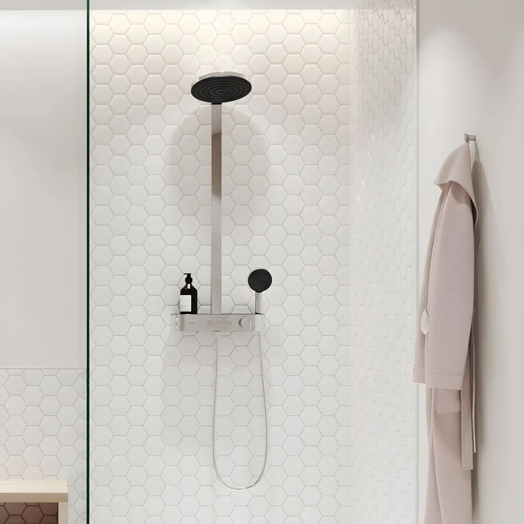 Душова система з термостатом Pulsify S Hansgrohe 24241000 Chrome — бічний ракурс