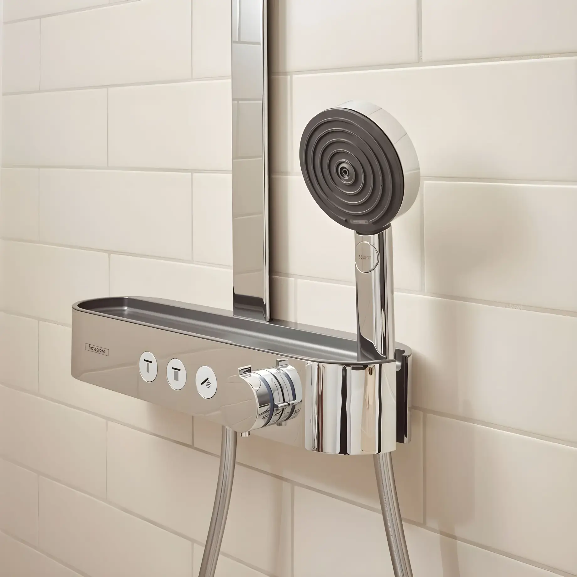 Душова система з термостатом Pulsify S Hansgrohe 24241000 Chrome — деталь крупним планом
