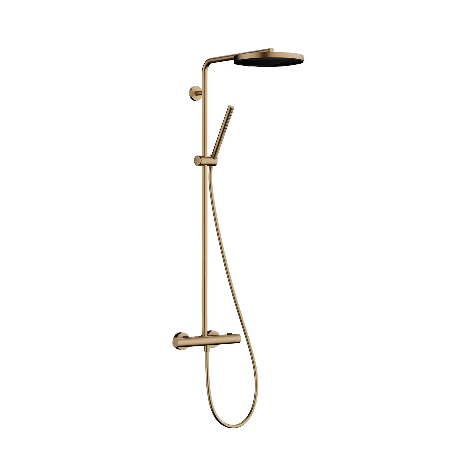 Душова система з термостатом Pulsify S Puro Hansgrohe 24223140 Brushed Bronze — вид на білому тлі