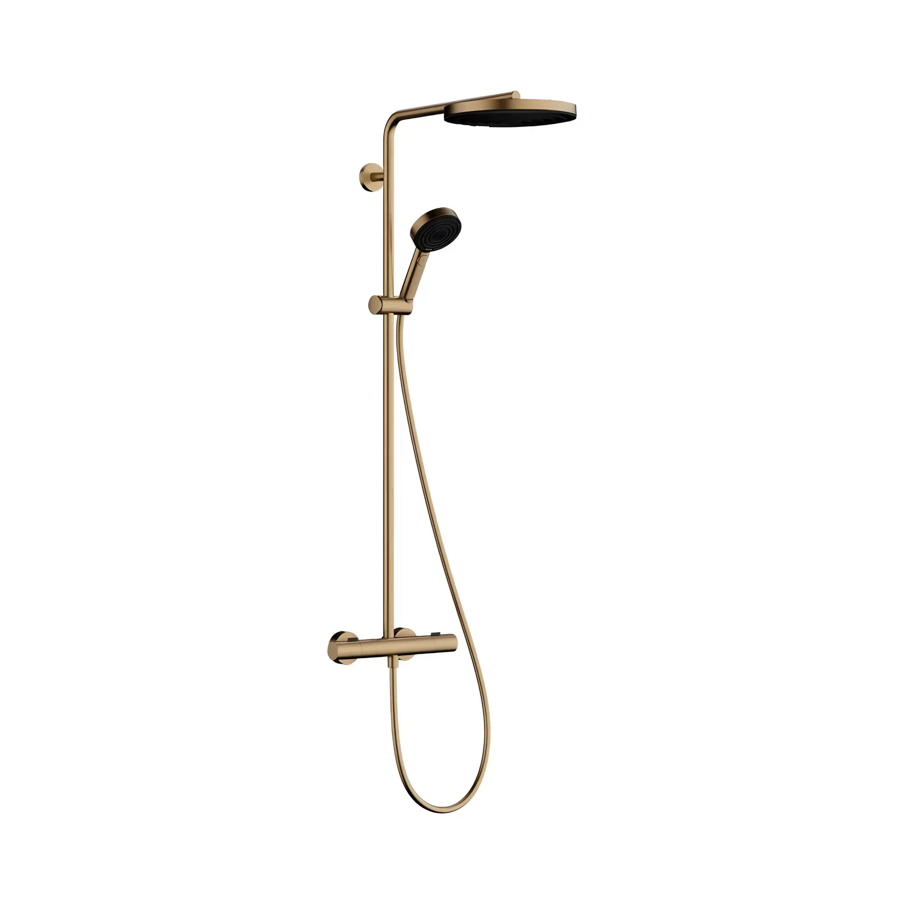 Душова система з термостатом Pulsify S Puro Hansgrohe 24236140 Brushed Bronze — вид на білому тлі