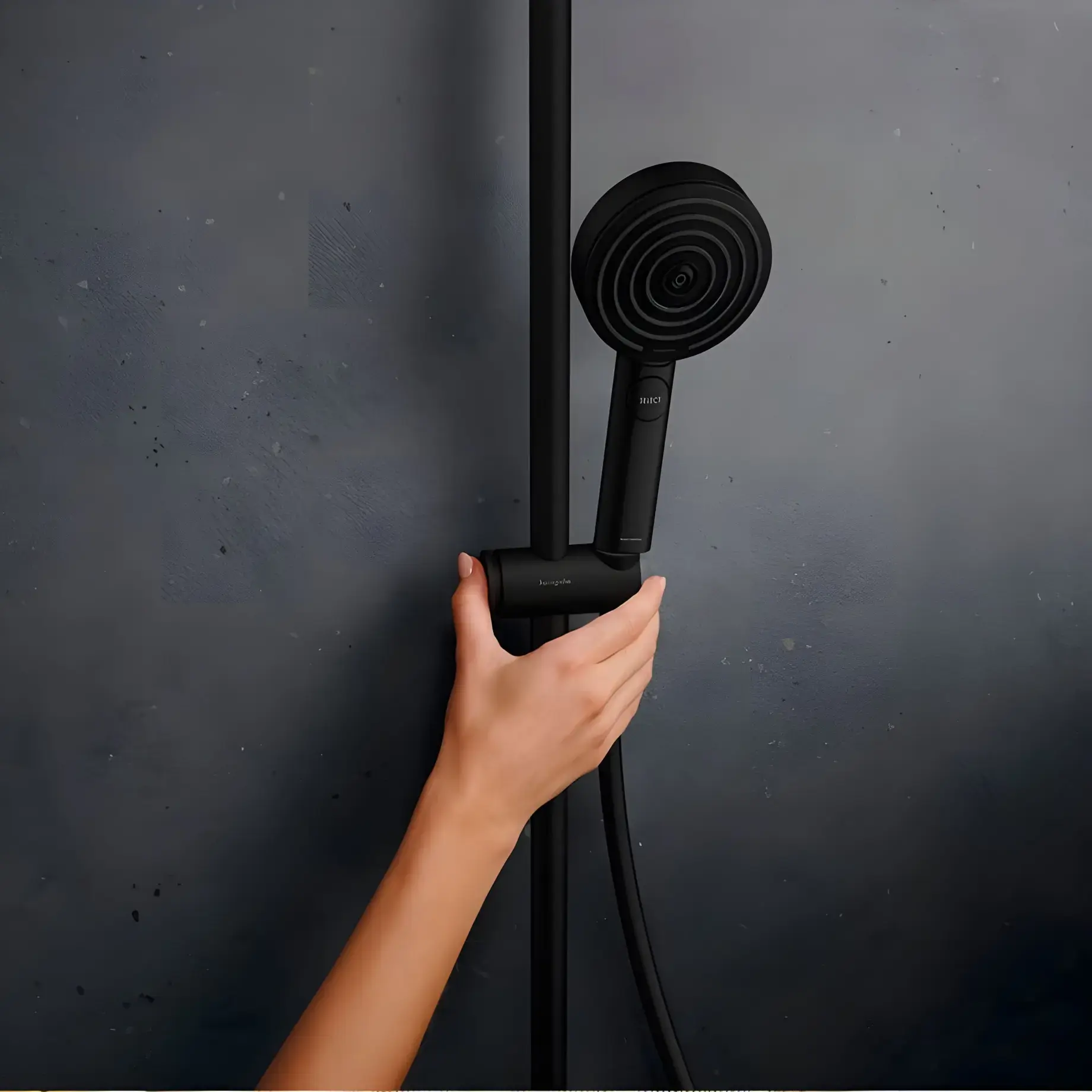 Душова система з термостатом Pulsify S Puro Hansgrohe 24237670 Matt Black — вид ззаду