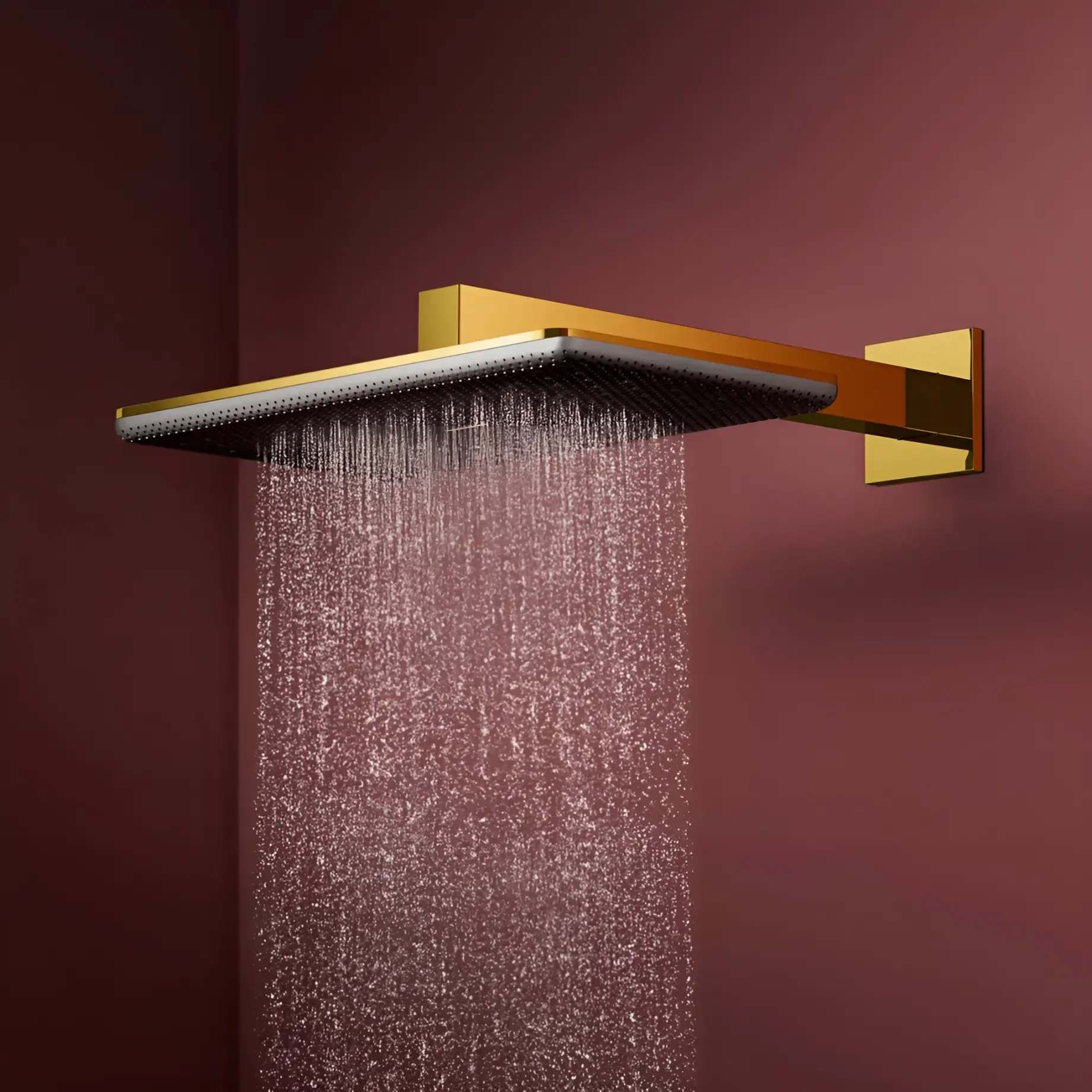 Верхній душ 1jet Raindance Alive Q Hansgrohe 24530990 Polished Gold Optic — бічний ракурс