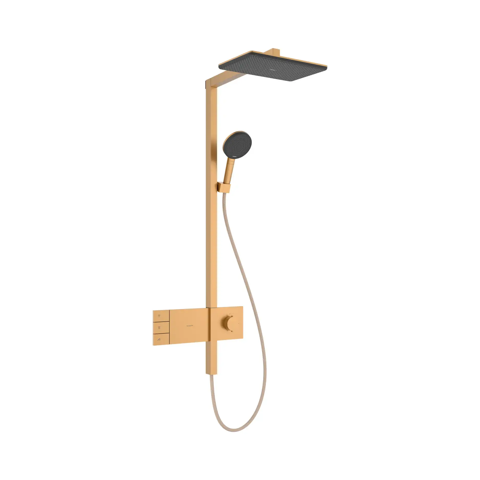 Душова система Raindance Alive Q 210/340 2jet EcoSmart з ShowerSelect Comfort Hansgrohe 24591140 Brushed Bronze — вид на білому тлі