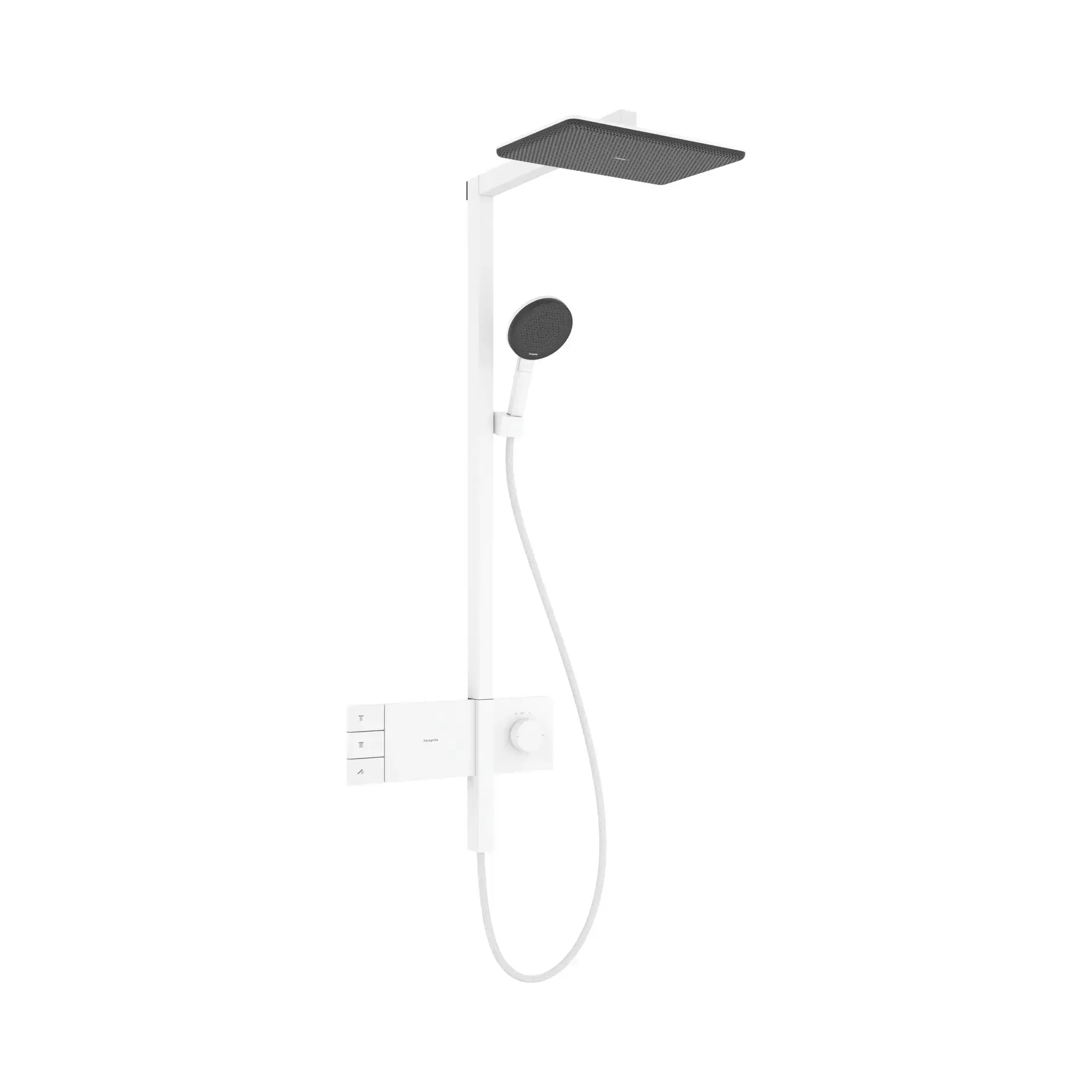 Душова система Raindance Alive Q 210/340 2jet EcoSmart з ShowerSelect Comfort Hansgrohe 24591700 White Matt — вид на білому тлі