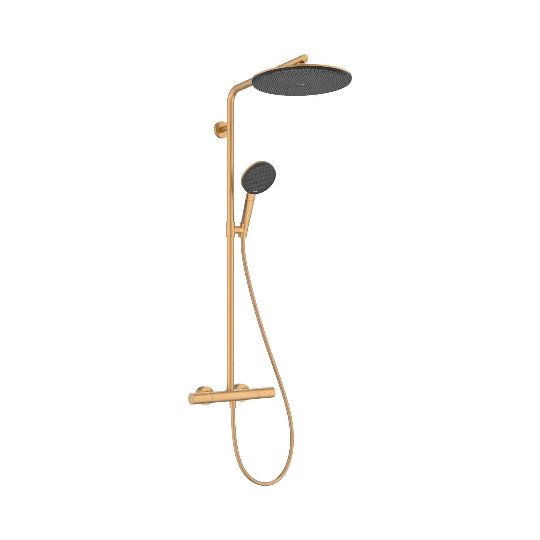 Душова система Raindance Alive S Puro 300 1jet з термостатом Ecostat Element Hansgrohe 24592140 Brushed Bronze — вид на білому тлі