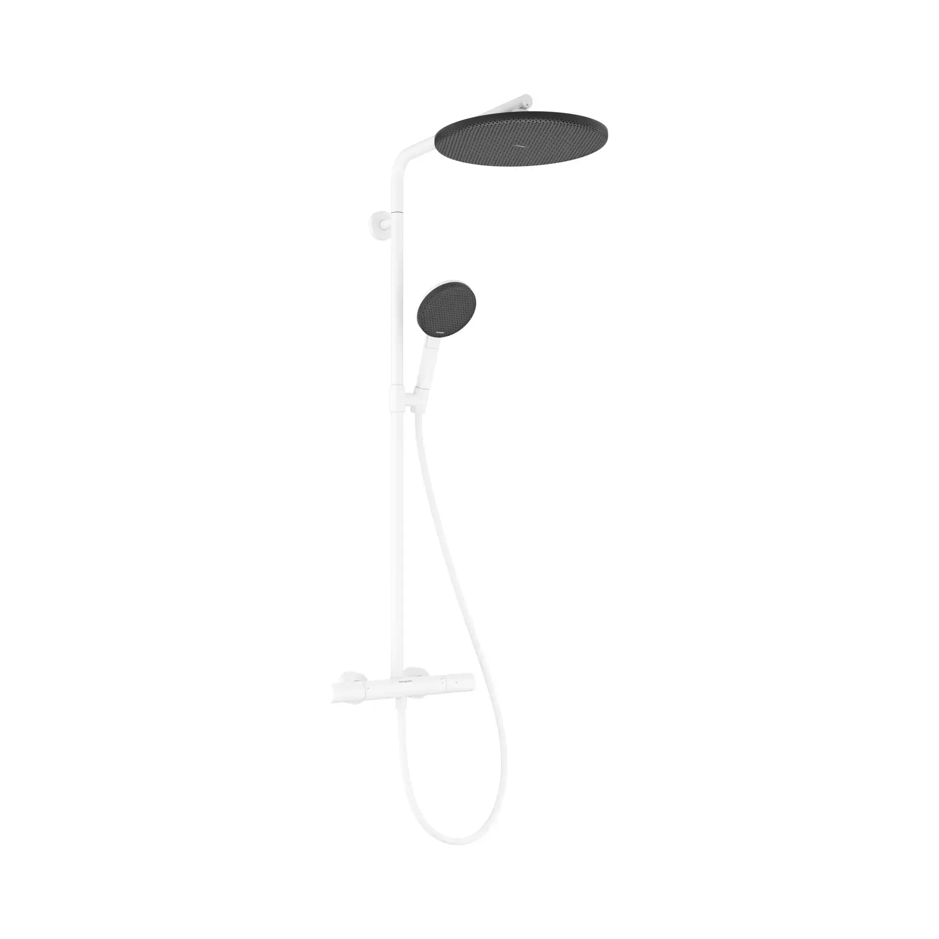 Душова система Raindance Alive S Puro 300 1jet EcoSmart з термостатом Ecostat Element Hansgrohe 24593700 Matte White — вид на білому тлі