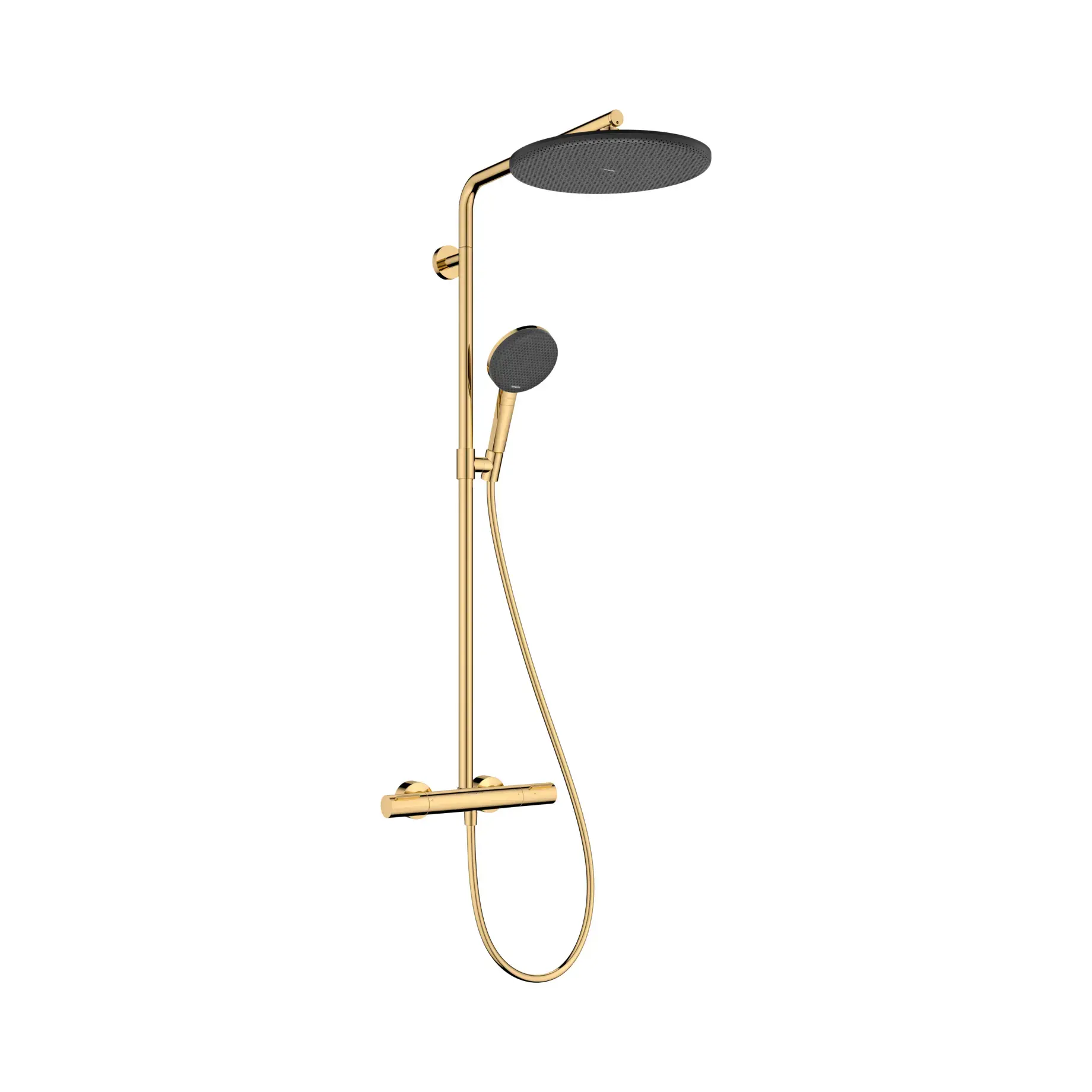 Душова система Raindance Alive S Puro 300 1jet EcoSmart з термостатом Ecostat Element Hansgrohe 24593990 Polished Gold Optic — вид на білому тлі