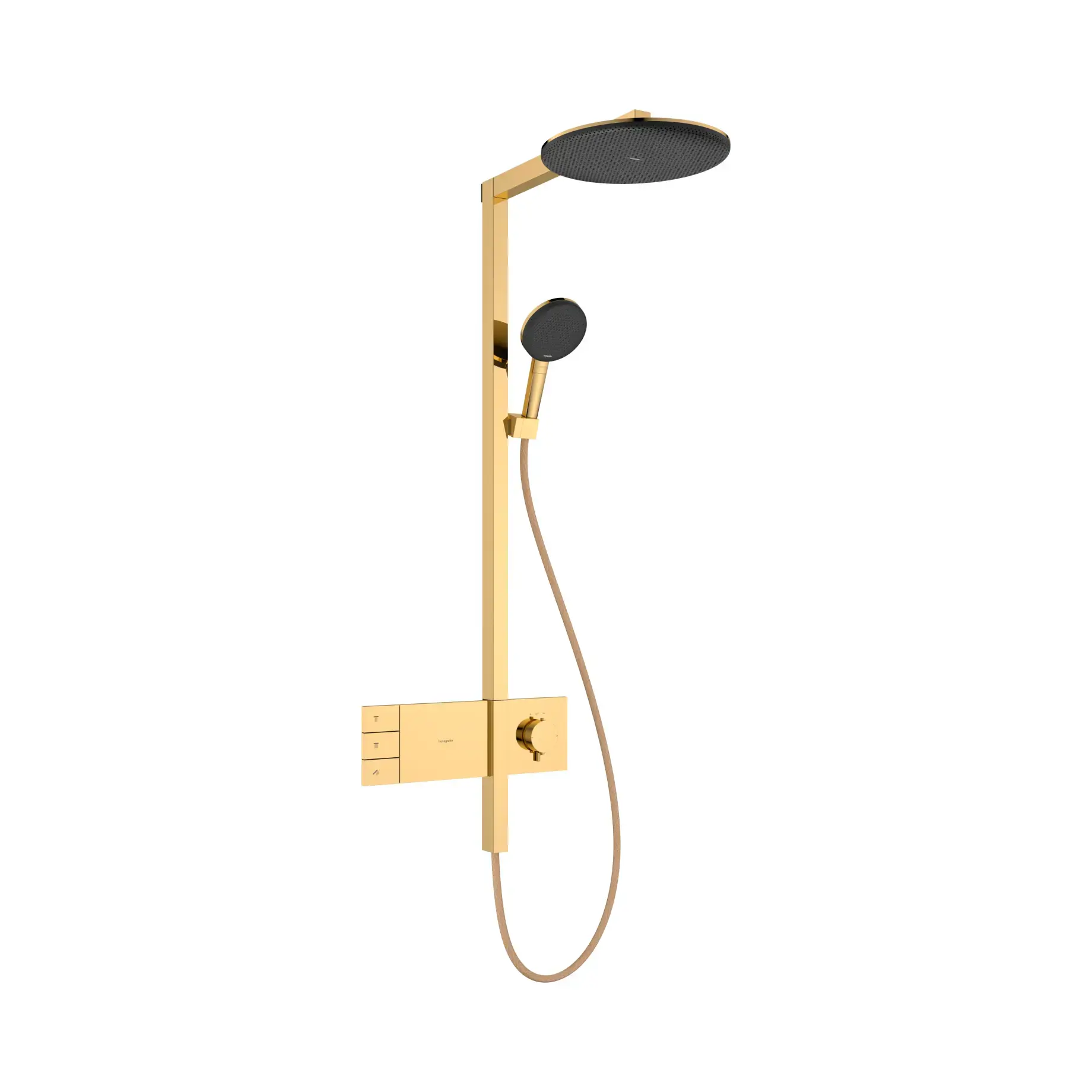 Душова система Raindance Alive S 300 2jet з ShowerSelect Comfort Hansgrohe 24595990 Polished Gold Optic — вид на білому тлі