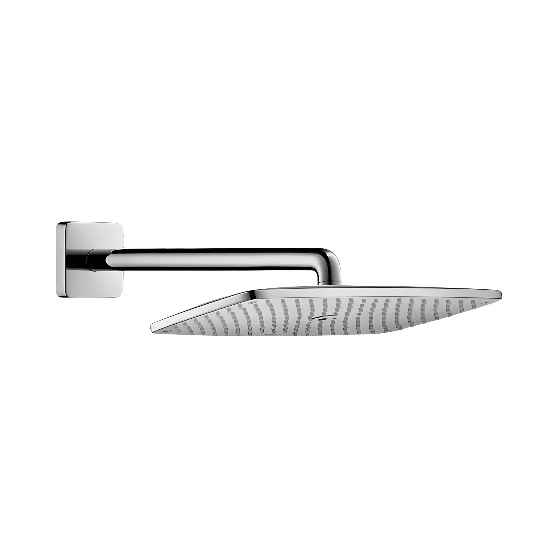 Верхній душ 1jet Raindance E Hansgrohe 26605000 Chrome 36 х 19 см — вид на білому тлі