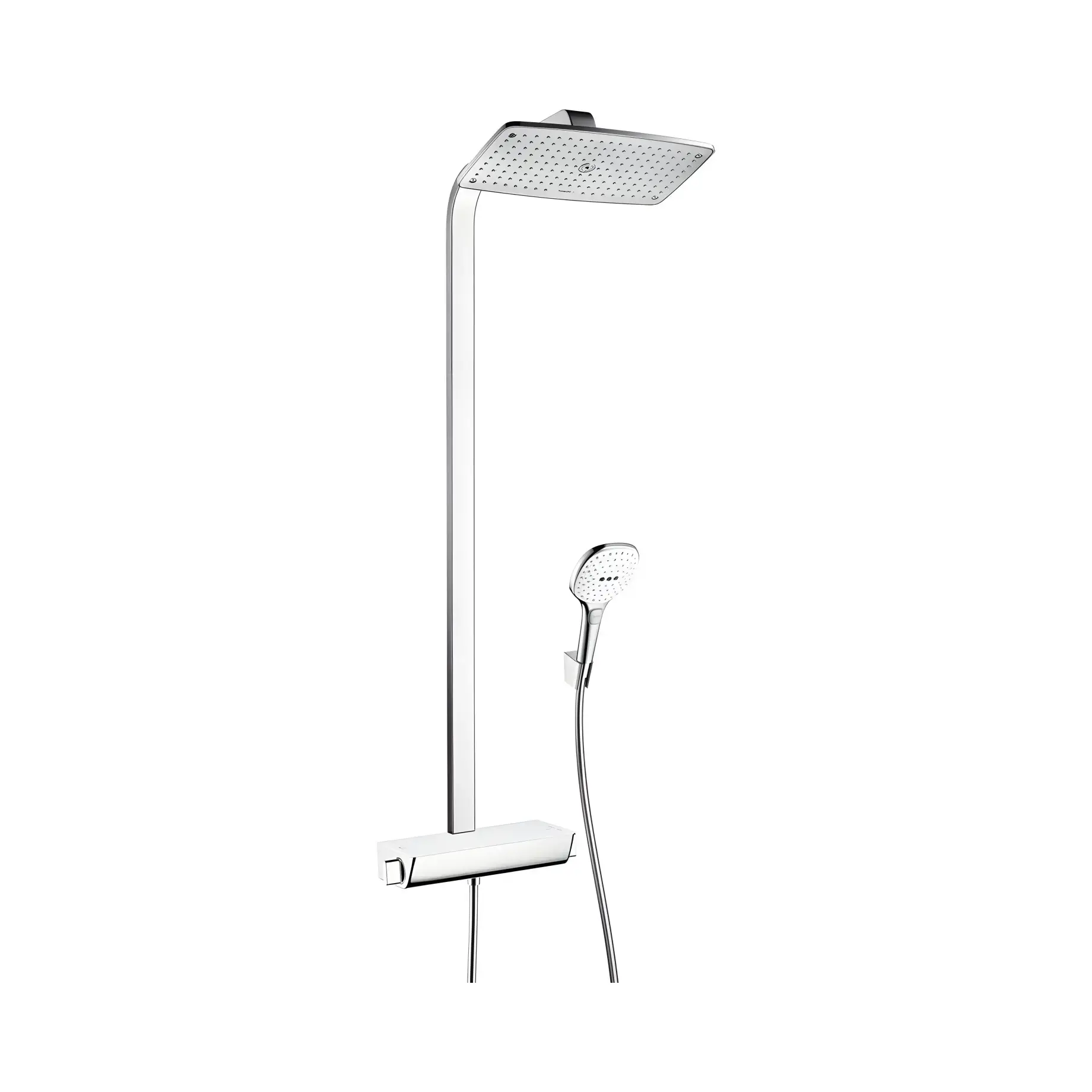 Душова система з термостатом Raindance E Hansgrohe 27112400 White / Chrome — вид спереду