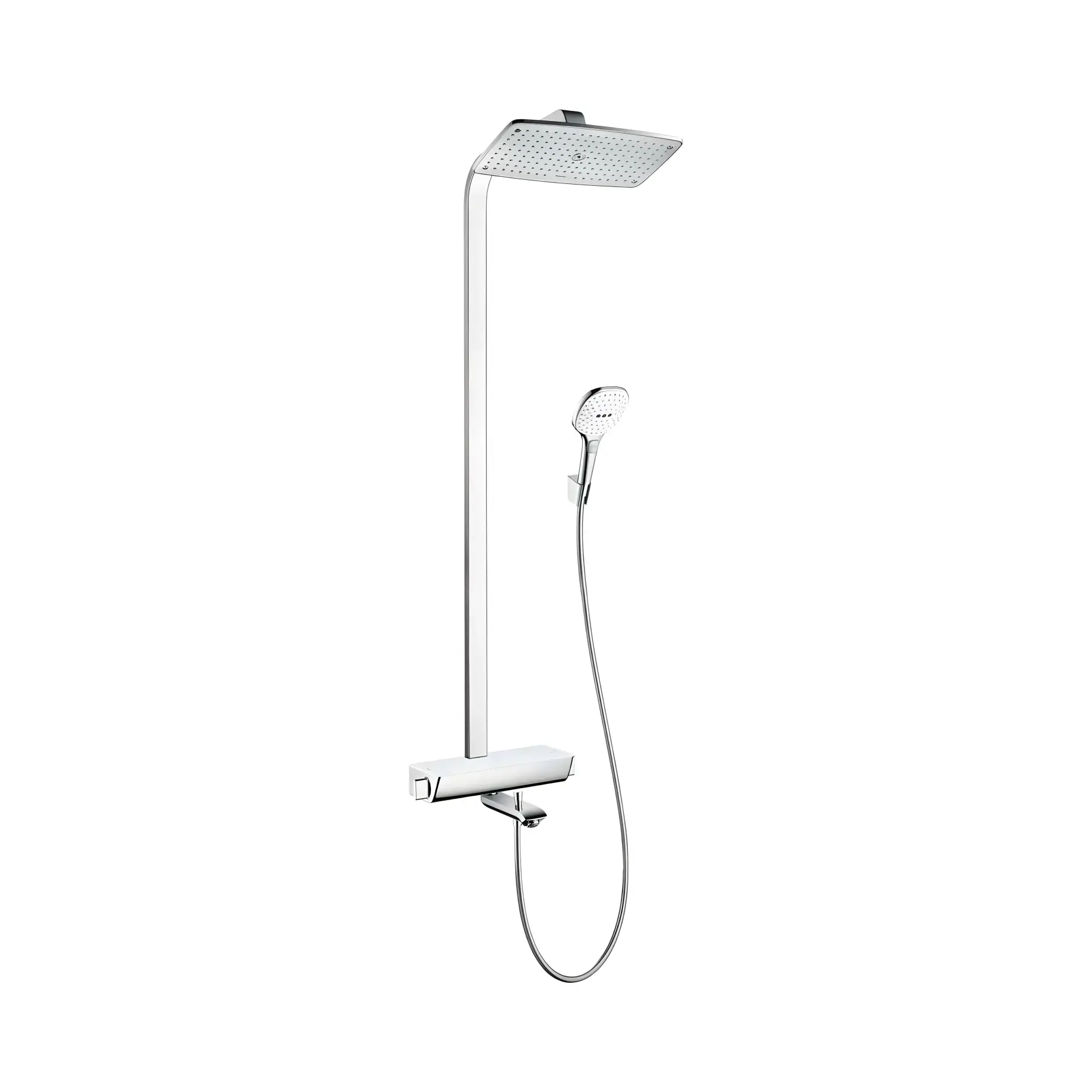 Душова система з термостатом Raindance E Hansgrohe 27113400 White / Chrome — вид на білому тлі