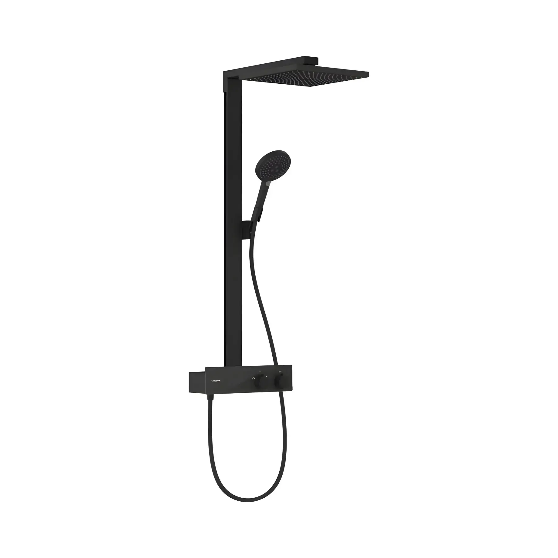 Душова система з термостатом Raindance E Hansgrohe 27362670 Matt Black — вид на білому тлі