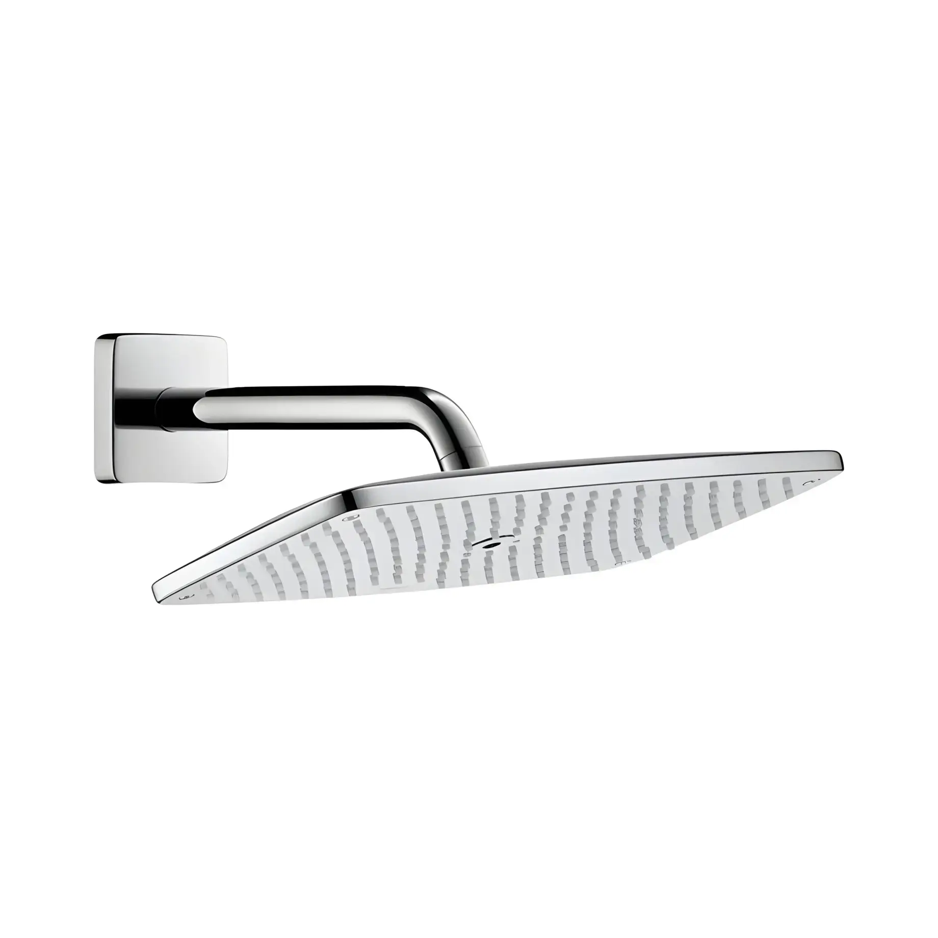 Верхній душ 1jet Raindance E Hansgrohe 27371000 Chrome 36 х 19 см — вид на білому тлі