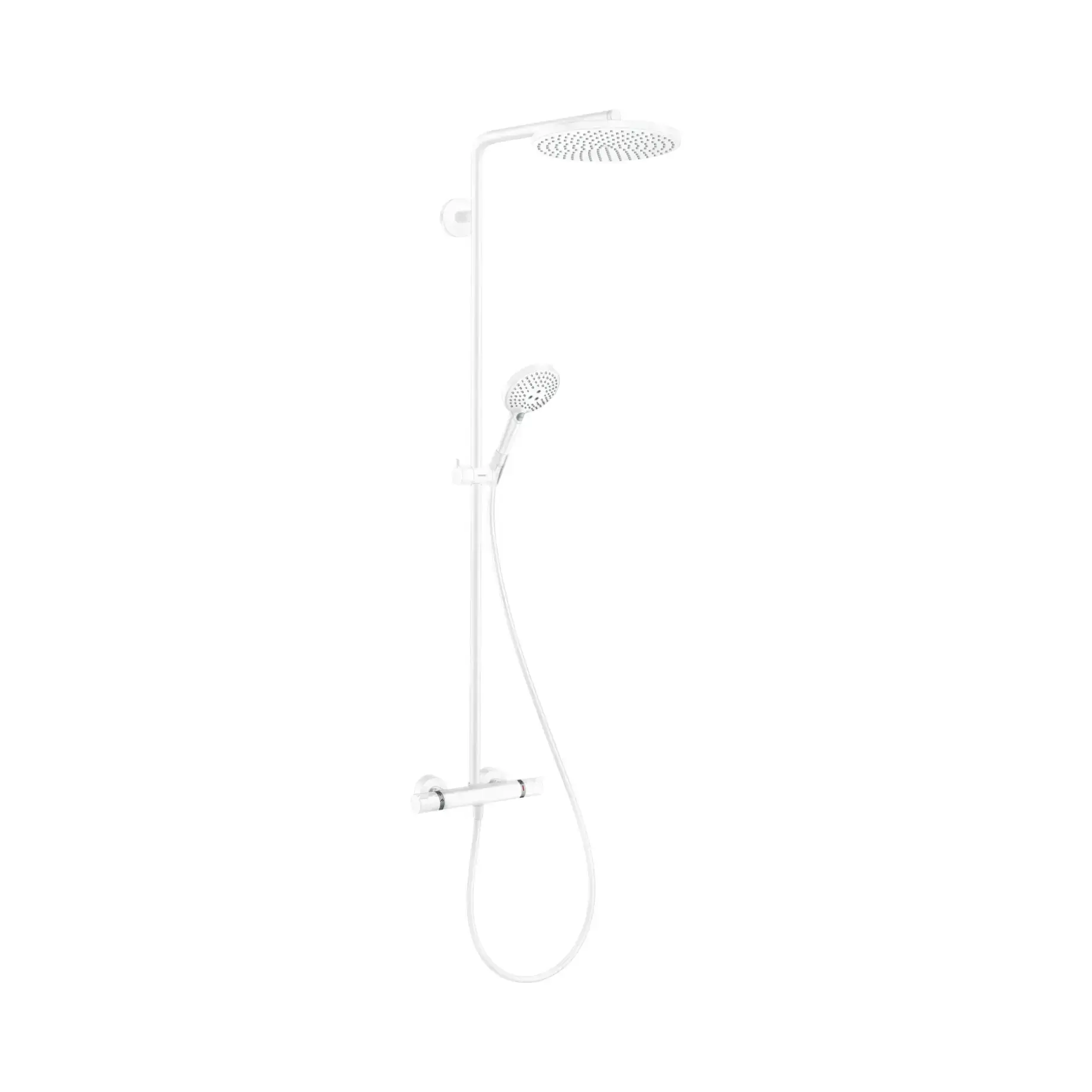 Душова система Raindance S 240 1jet PowderRain EcoSmart+ з термостатом Hansgrohe 28825700 White Matt — вид на білому тлі