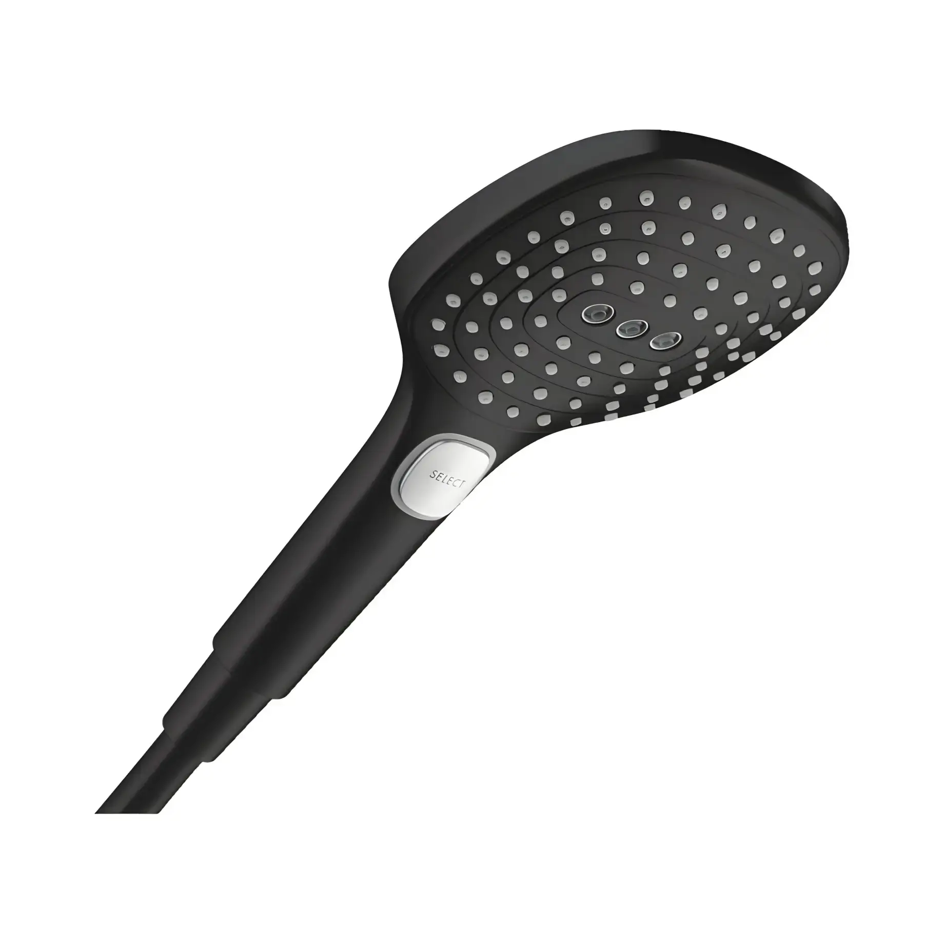 Ручний душ 3jet Raindance Select E Hansgrohe 26520670 Matt Black — вид на білому тлі