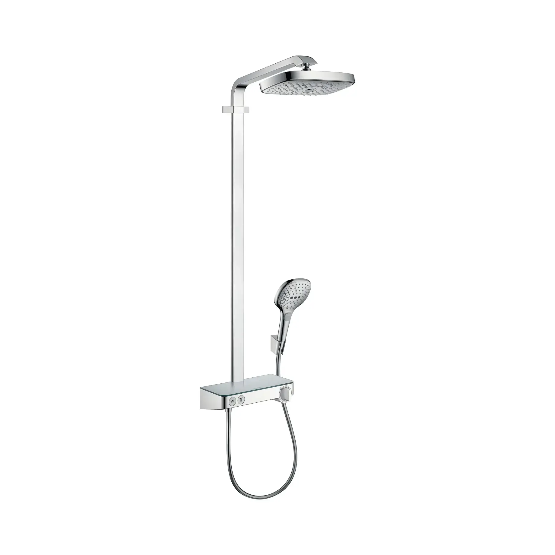 Душова система з термостатом Raindance Select E Hansgrohe 27126000 Chrome — вид на білому тлі