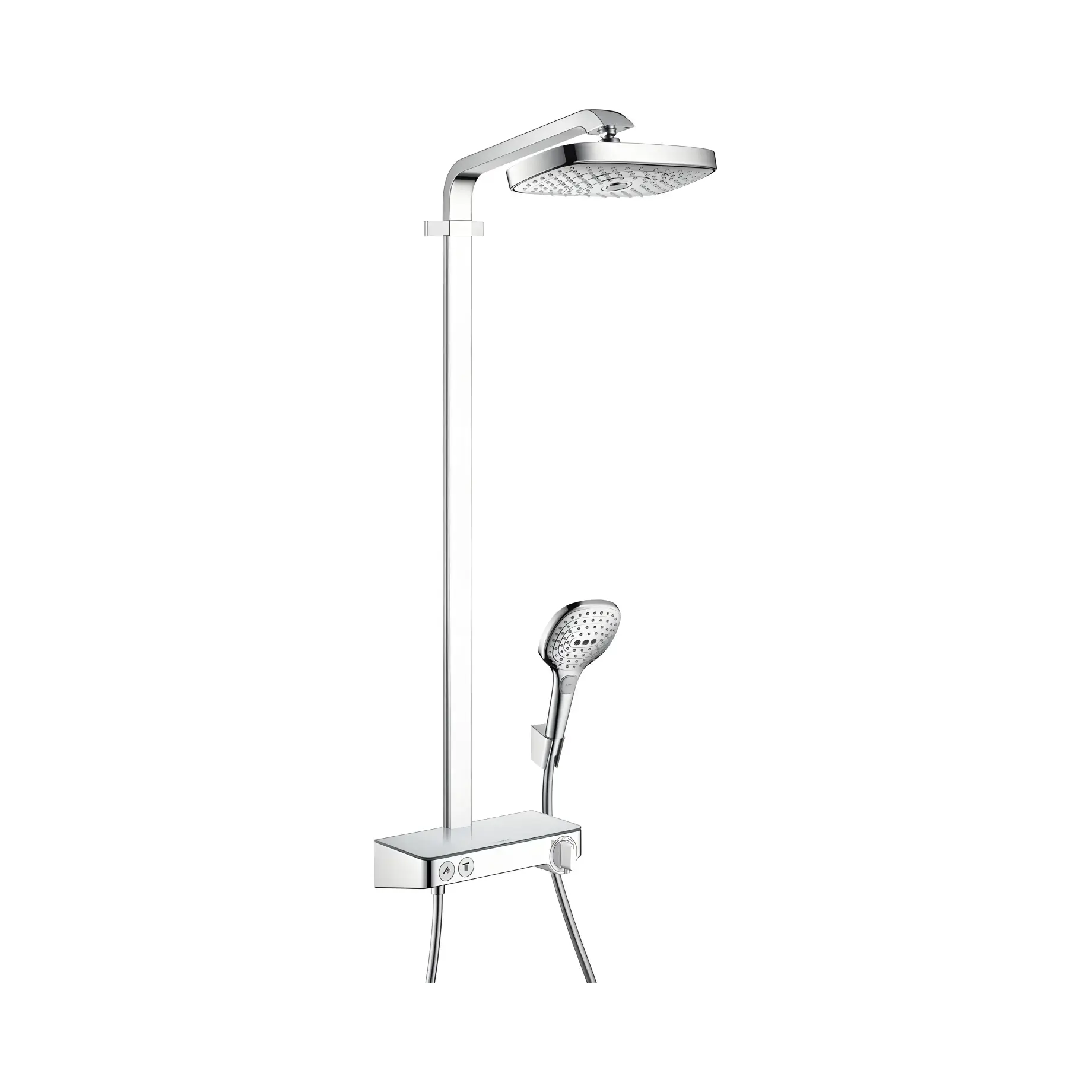 Душова система з термостатом Raindance Select E Hansgrohe 27126000 Chrome — вид спереду