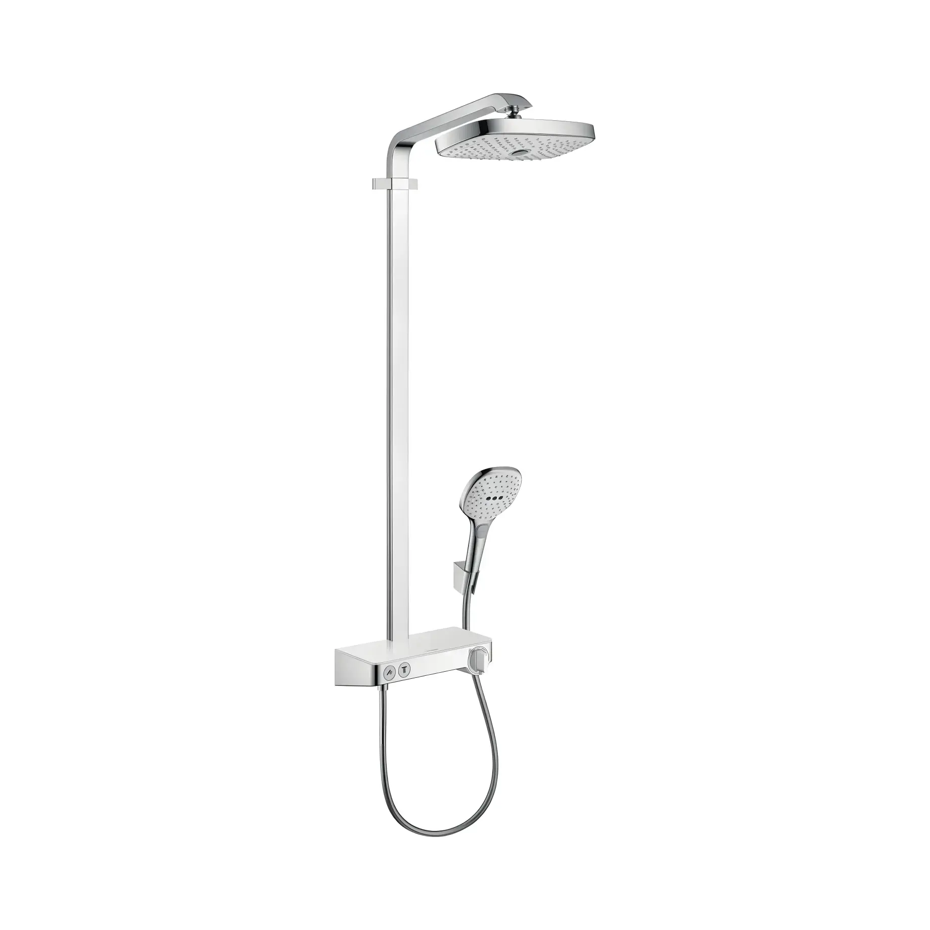 Душова система з термостатом Raindance Select E Hansgrohe 27126400 White / Chrome — вид на білому тлі
