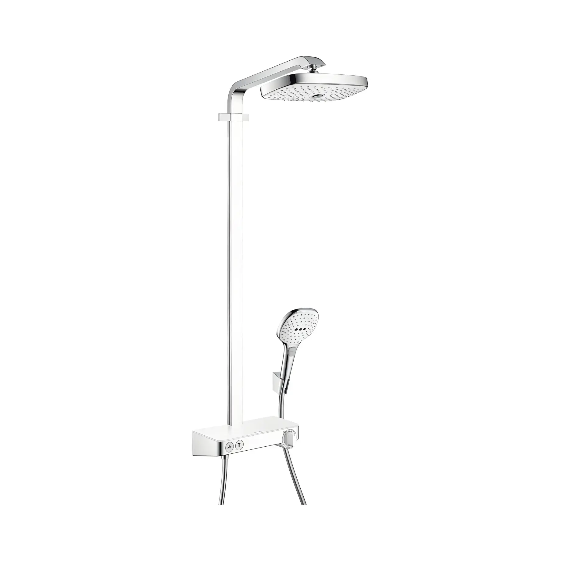 Душова система з термостатом Raindance Select E Hansgrohe 27126400 White / Chrome — вид спереду