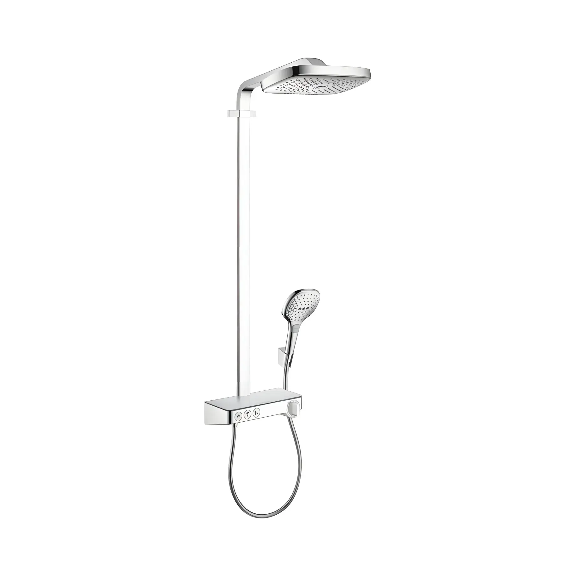 Душова система з термостатом Raindance Select E Hansgrohe 27127000 Chrome — вид на білому тлі