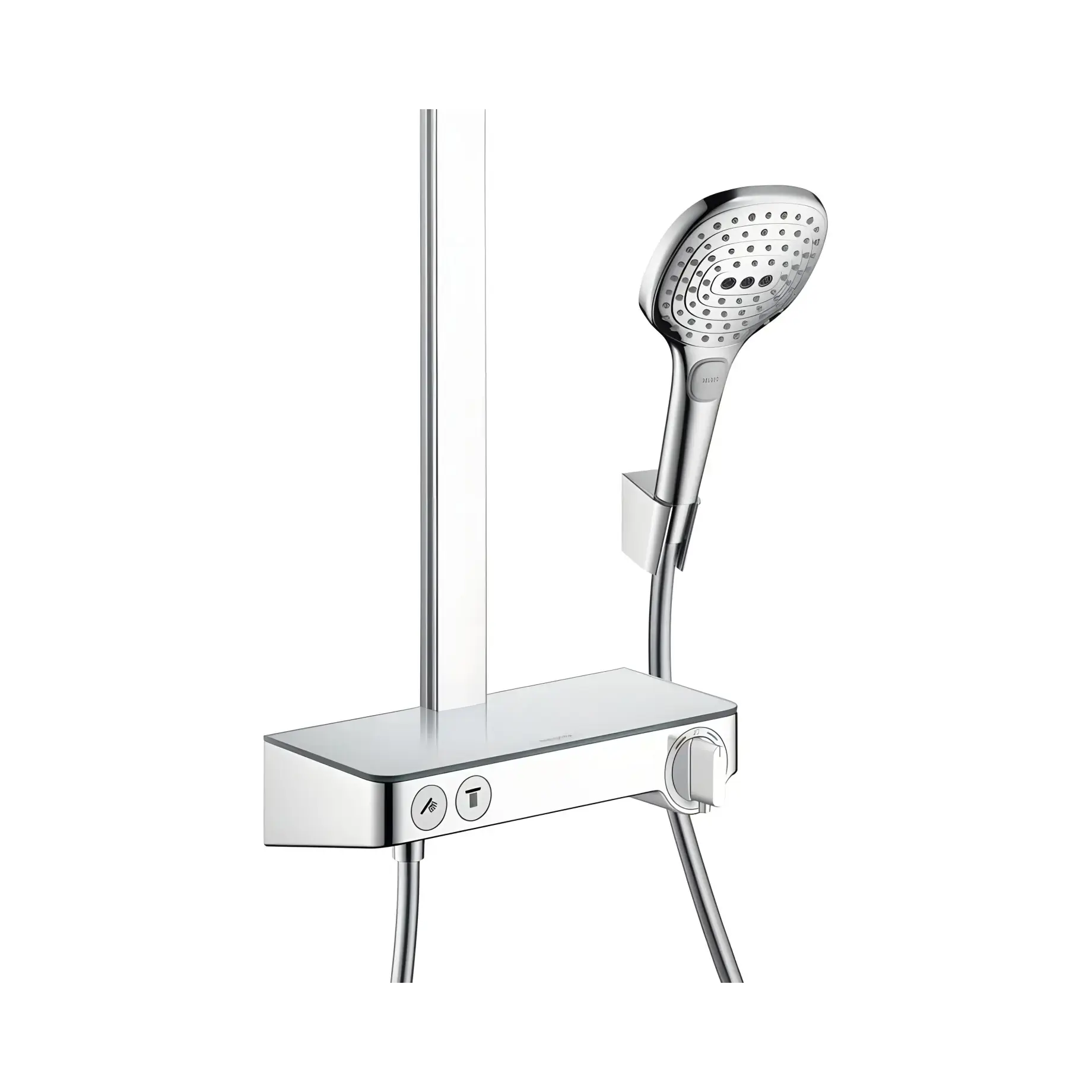 Душова система з термостатом Raindance Select E Hansgrohe 27127000 Chrome — бічний ракурс
