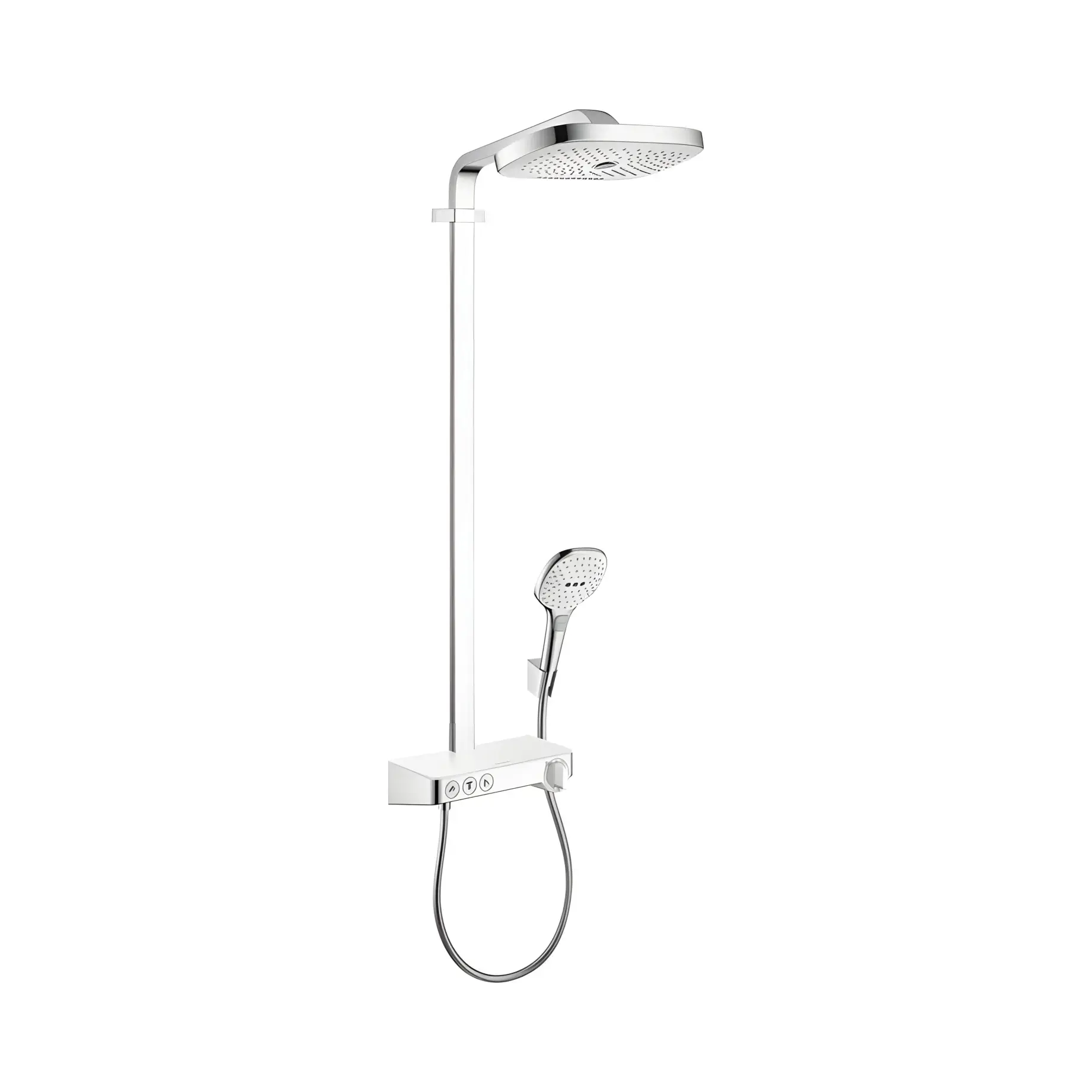 Душова система з термостатом Raindance Select E Hansgrohe 27127400 White / Chrome — вид на білому тлі