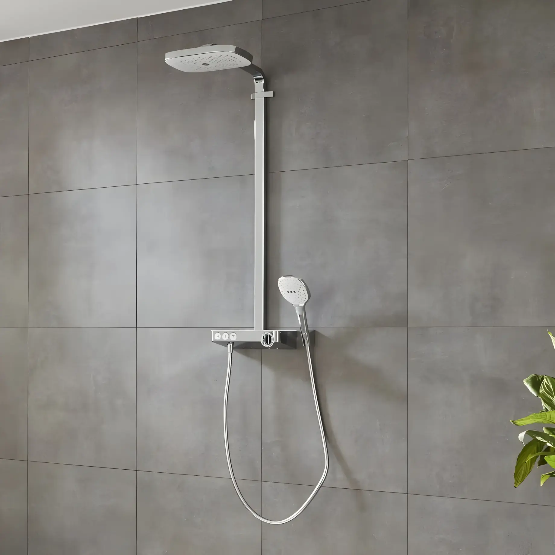 Душова система з термостатом Raindance Select E Hansgrohe 27127400 White / Chrome — вид згори